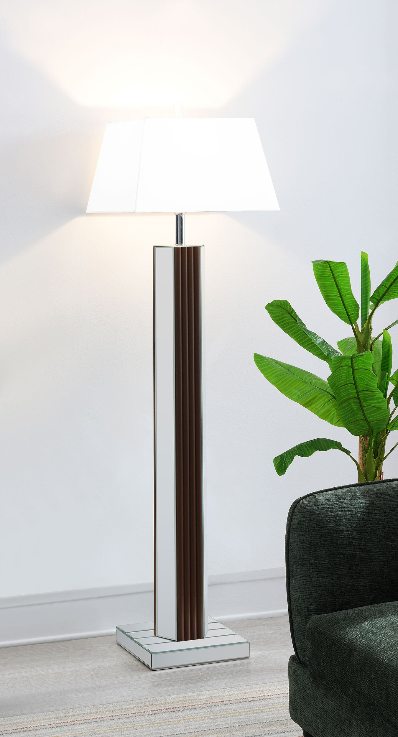 Elena 67-inch Square Tapered Mirrored Floor Lamp Brown — view 2
