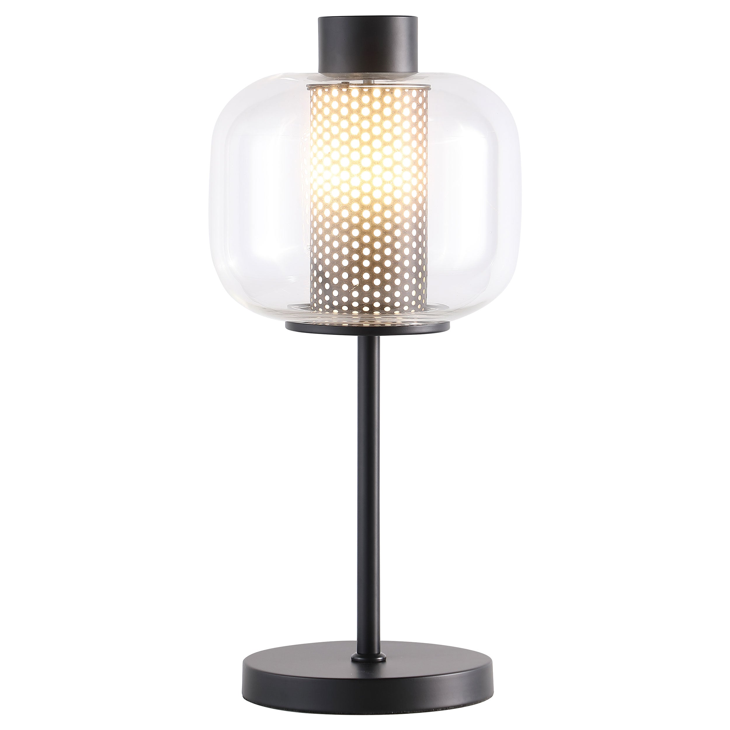 Ingrid 22-inch Glass Shade Bedside Table Lamp Black — view 3