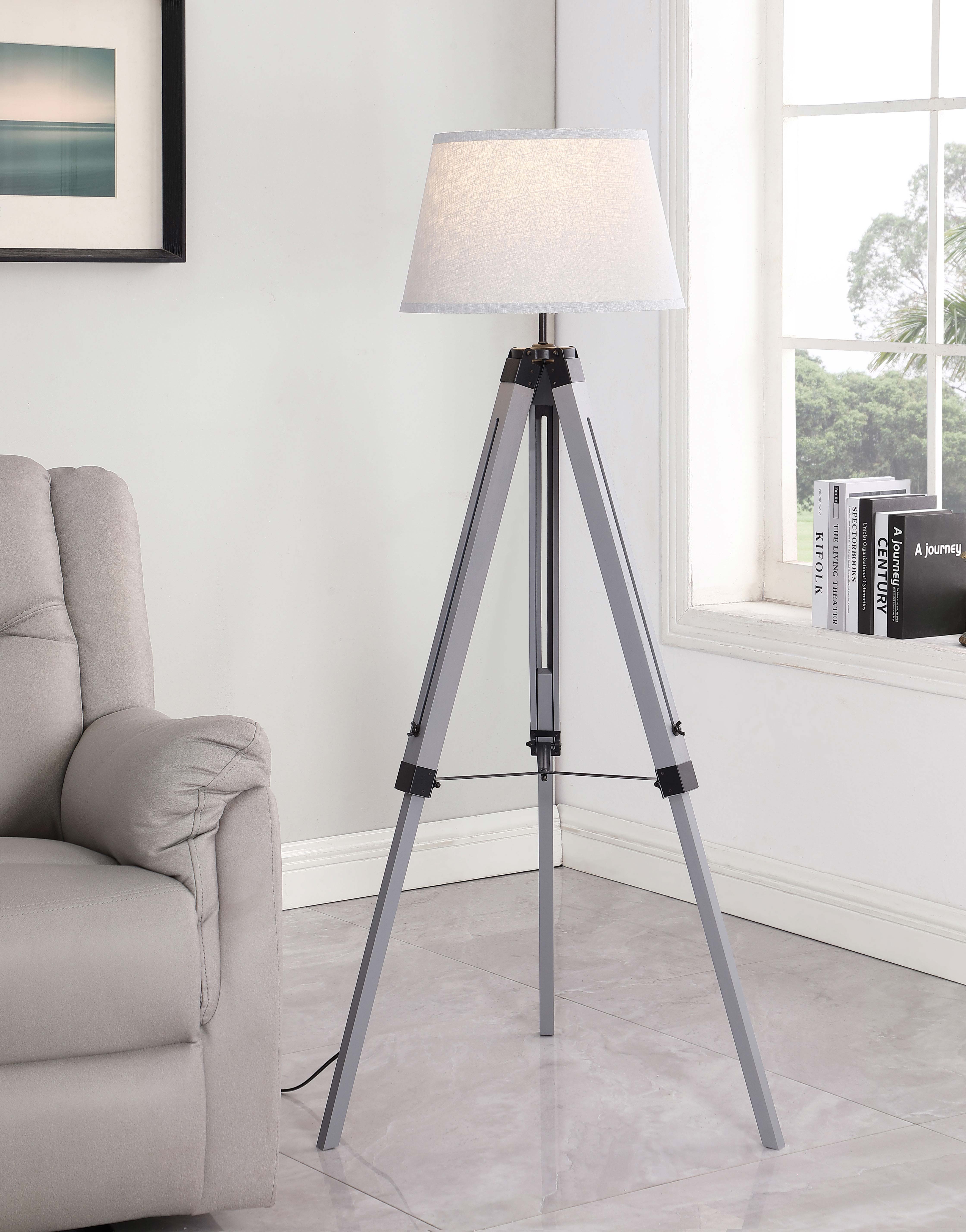 Dayton 56-inch Empire Shade Metal Tripod Floor Lamp Grey — view 2