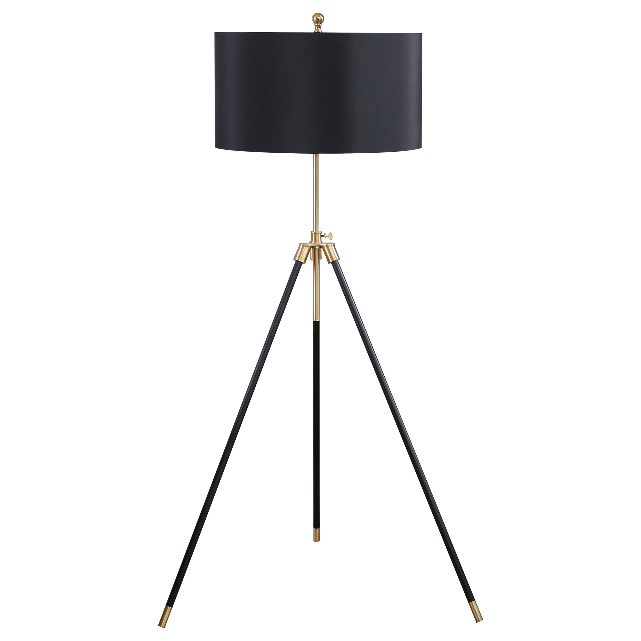Zabka 63-inch Drum Shade Metal Tripod Floor Lamp Black — view 1