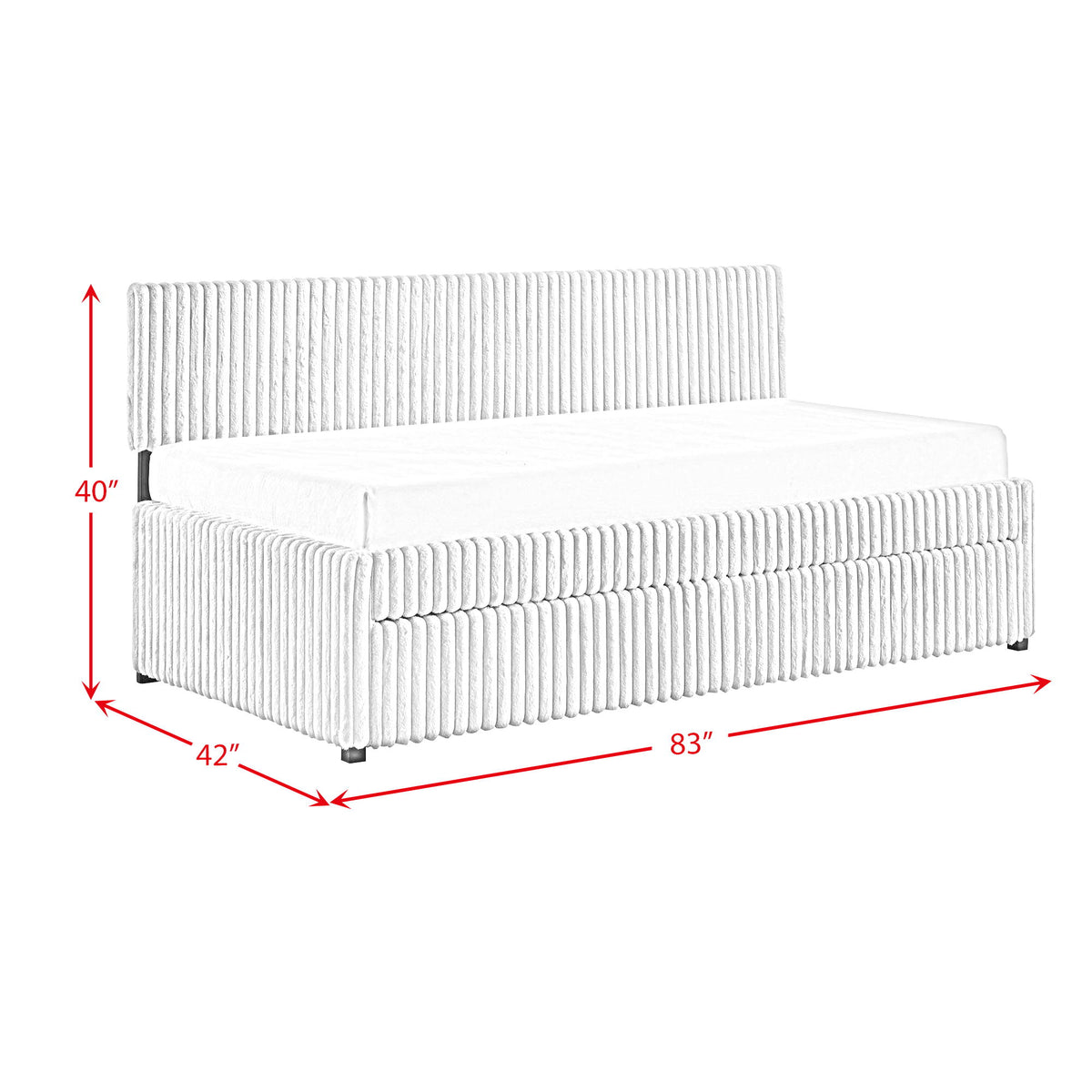 Arden Twin Daybed With Trundle in Corduroy Beige by Elements International, view 8