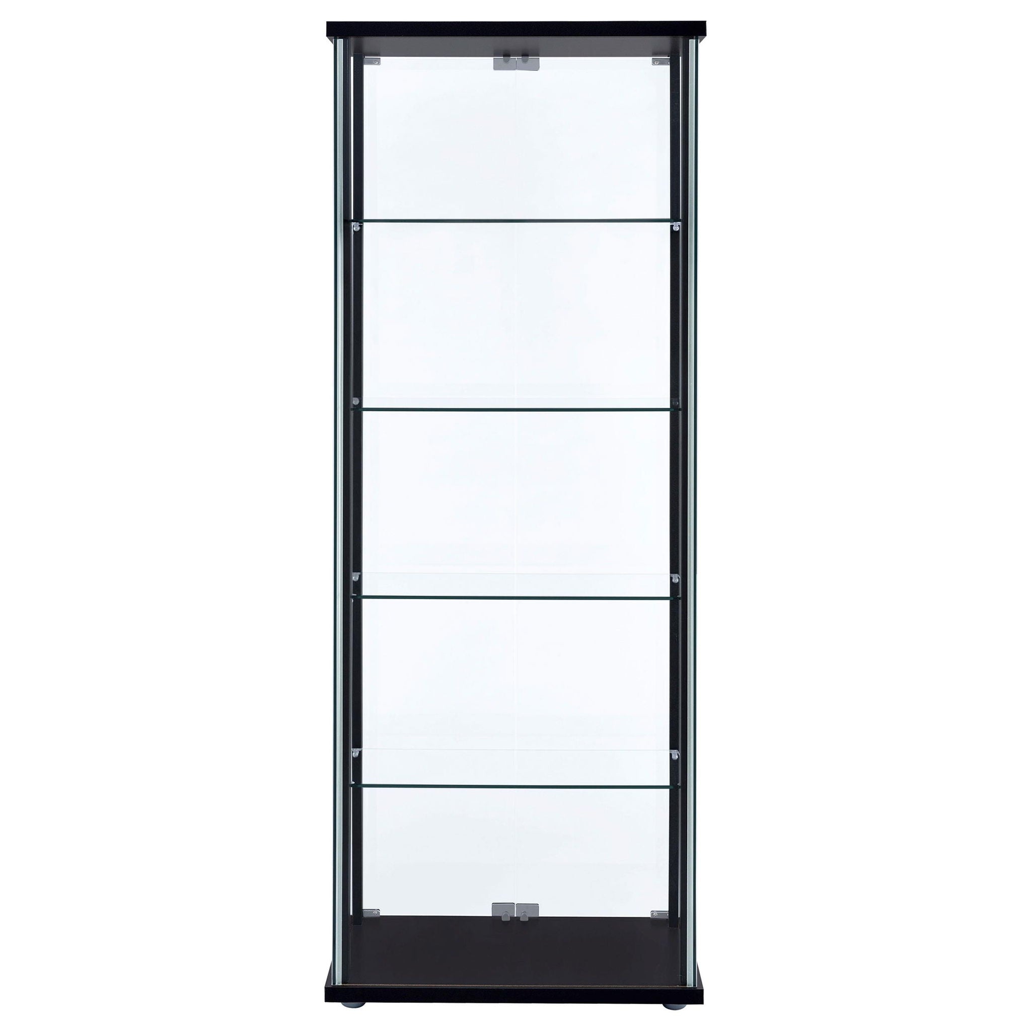 Delphinium 5-shelf Clear Glass Curio Display Cabinet Black