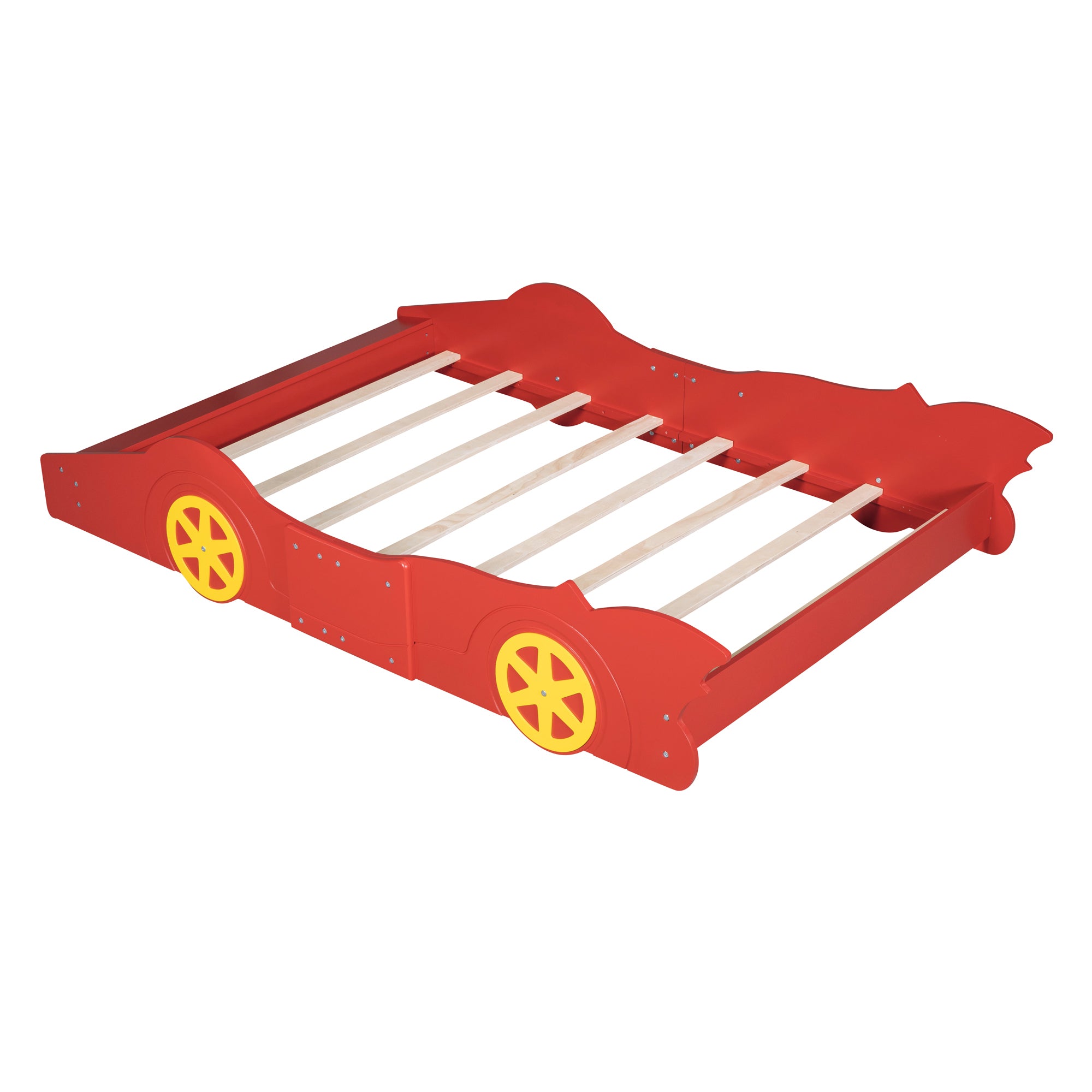 Full Size Race Car-Shaped Platform Bed with Wheels,Red - Atlantic Fine Furniture Melbourne FL