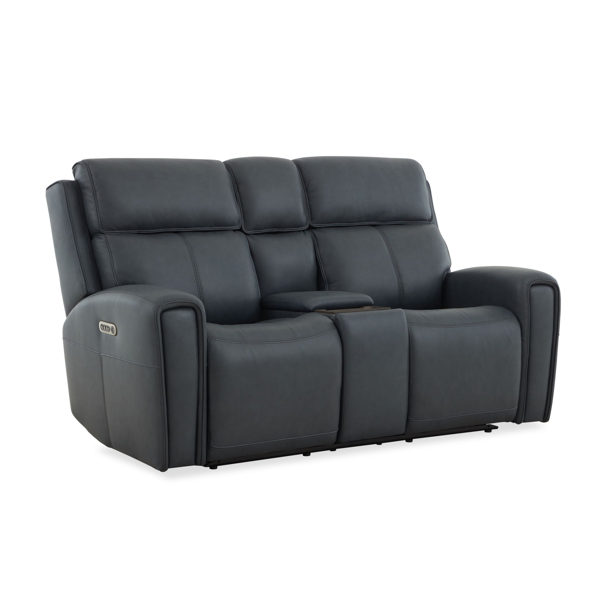Warren - Power Reclining Loveseat With Console, Power Headrest & Lumbar - Black