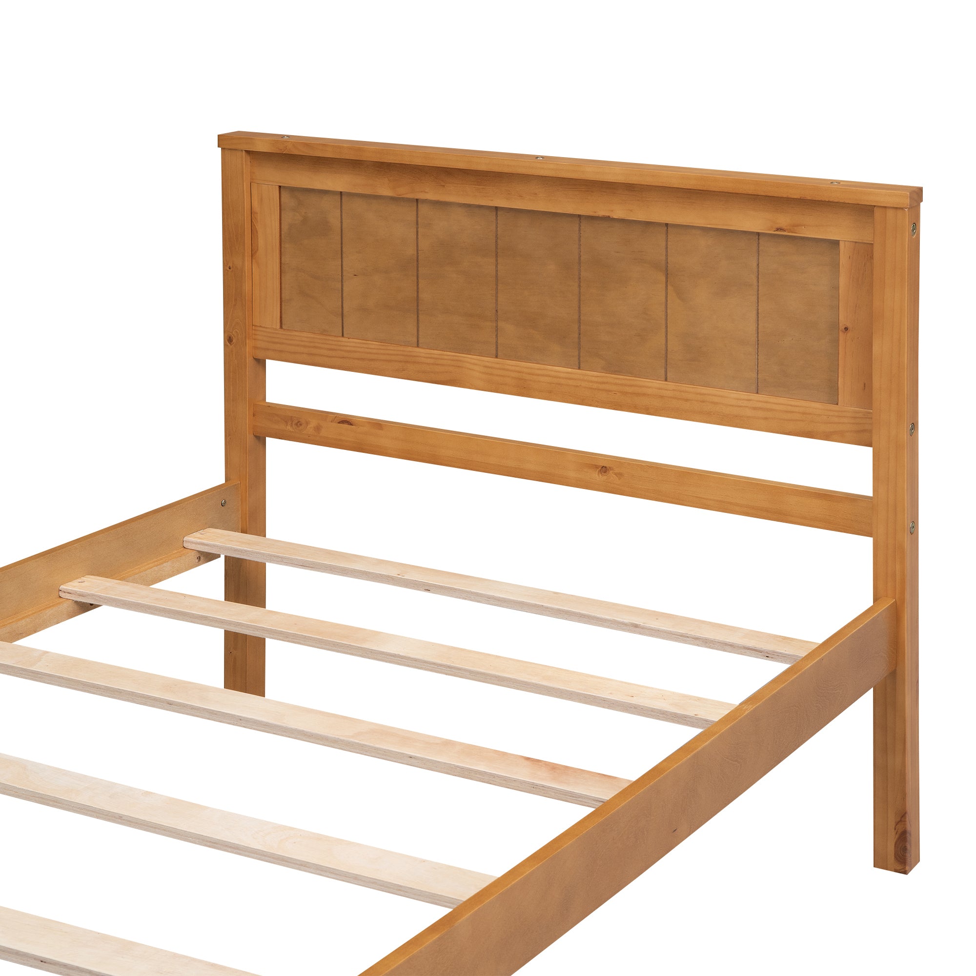 Platform Bed Frame with Headboard , Wood Slat Support , No Box Spring Needed ,Twin,Oak - Atlantic Fine Furniture Melbourne FL