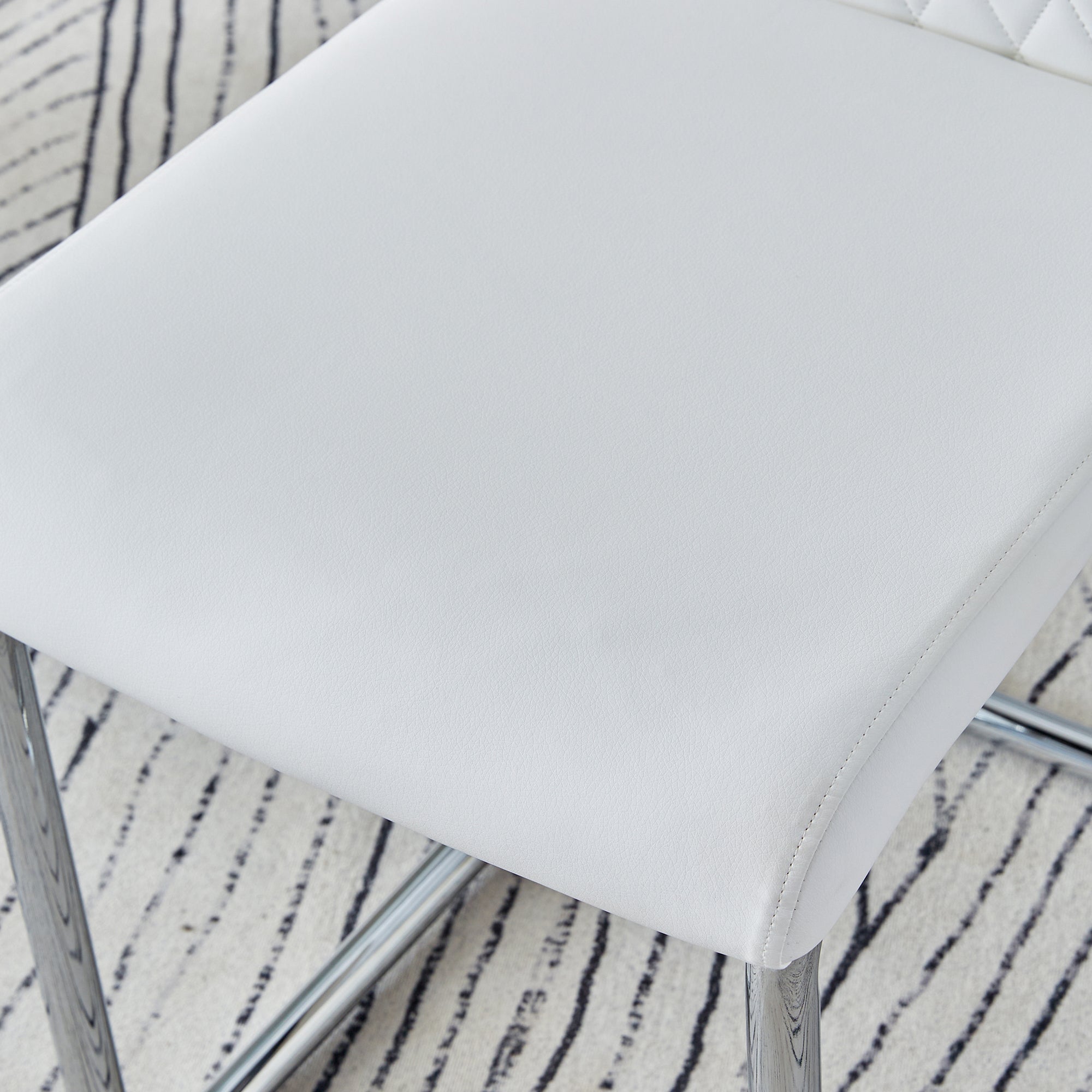 Table and chair set, modern and minimalist dining table. Imitation marble glass sticker desktop, stainless steel legs, stable and beautiful. Comfortable PU seats. DT-69