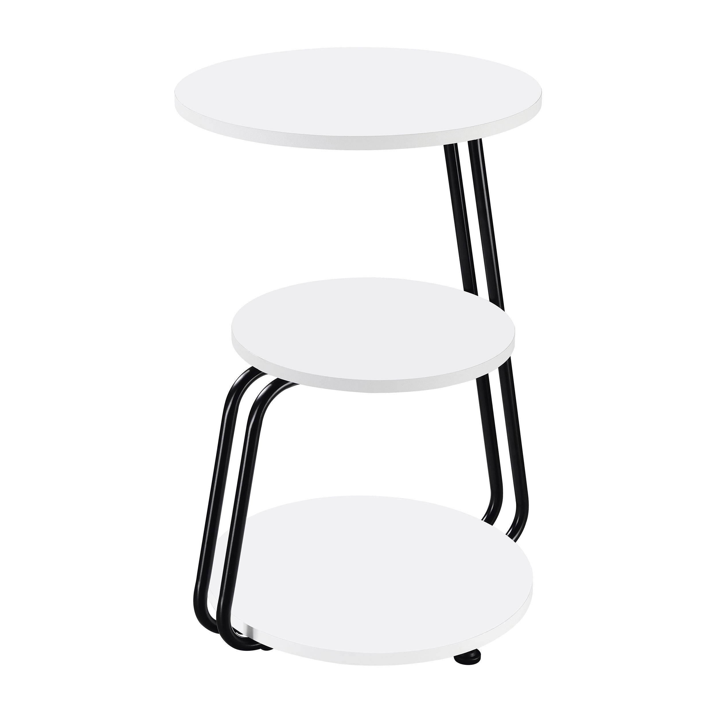 Hilly 3-tier Round Accent Side Table White and Black — view 1