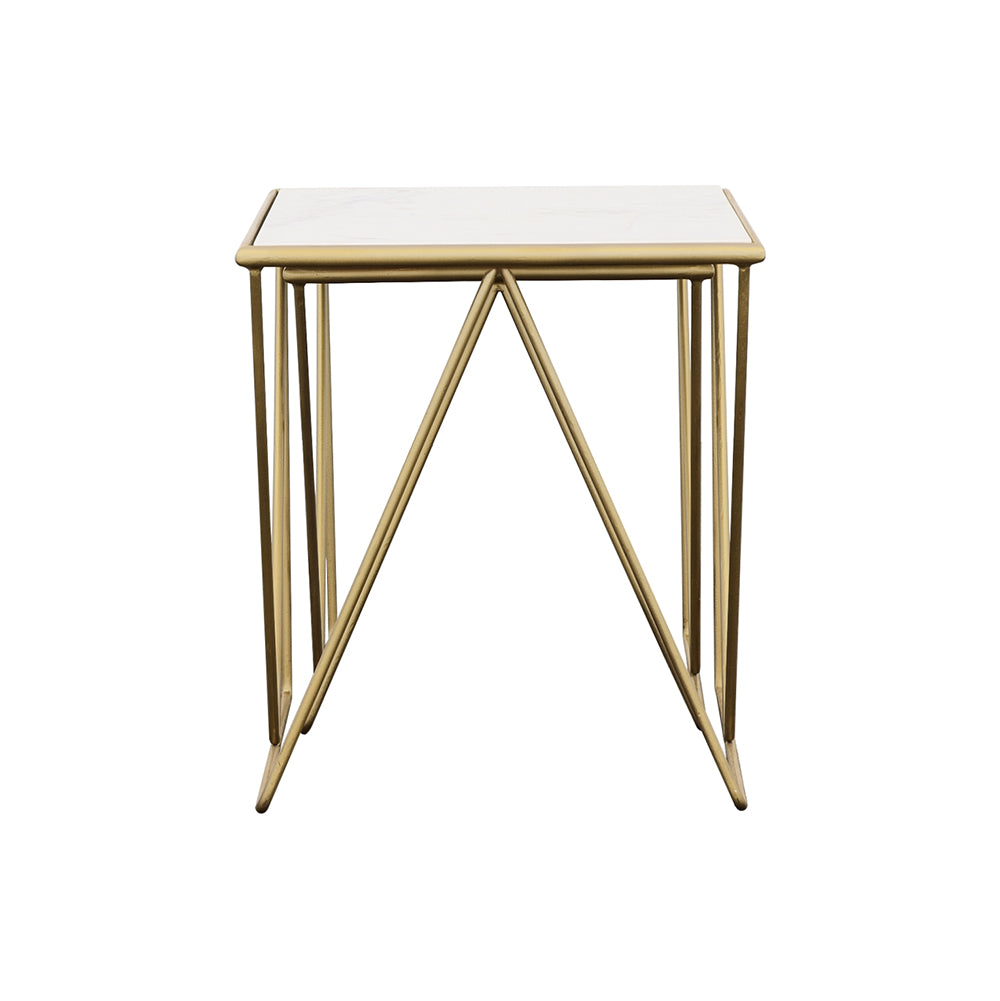 Bette 2-piece Marble Top Nesting Table Set White and Gold — view 6