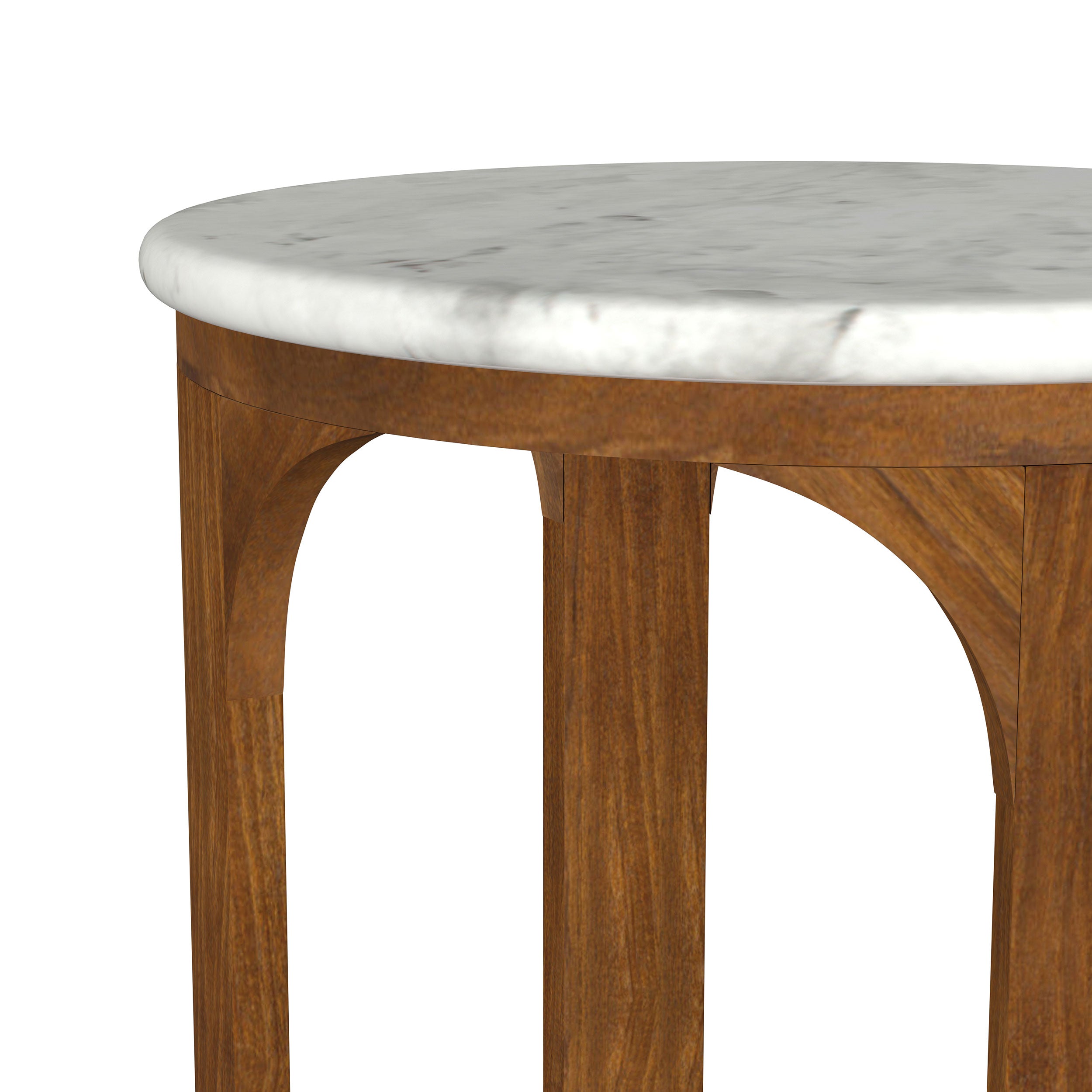 Berkeley Round Marble Top Side Table White and Brown — view 7