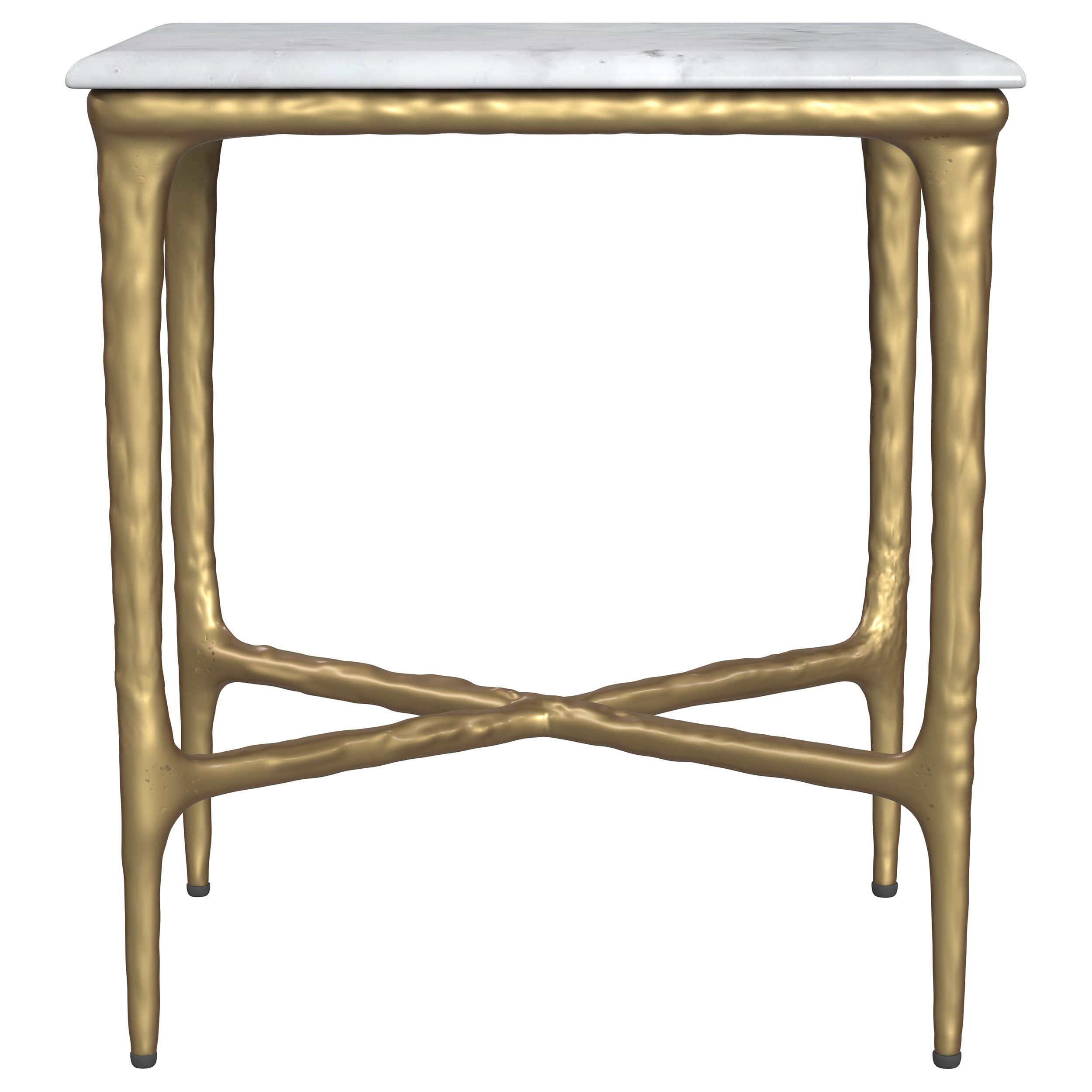 Baldwin Rectangular Marble Top Side Table White and Gold — view 3