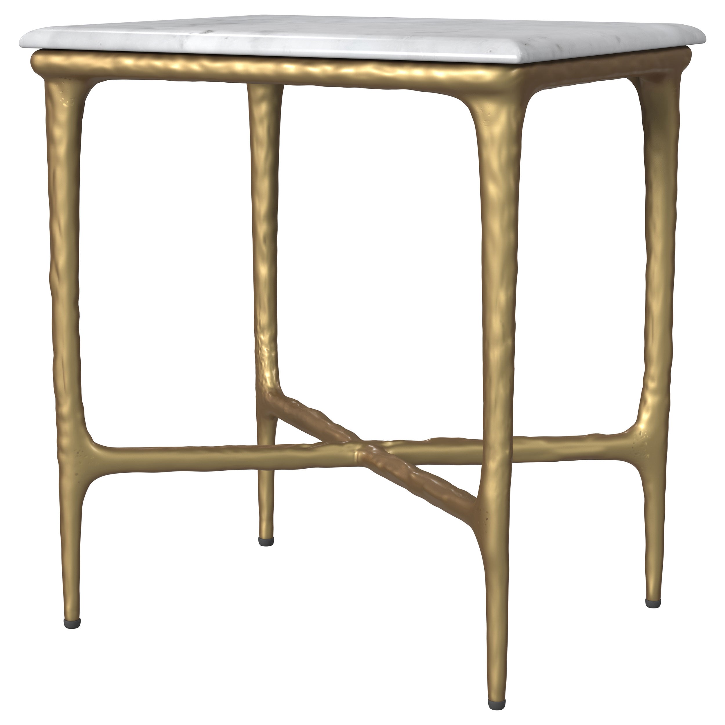 Baldwin Rectangular Marble Top Side Table White and Gold — view 4