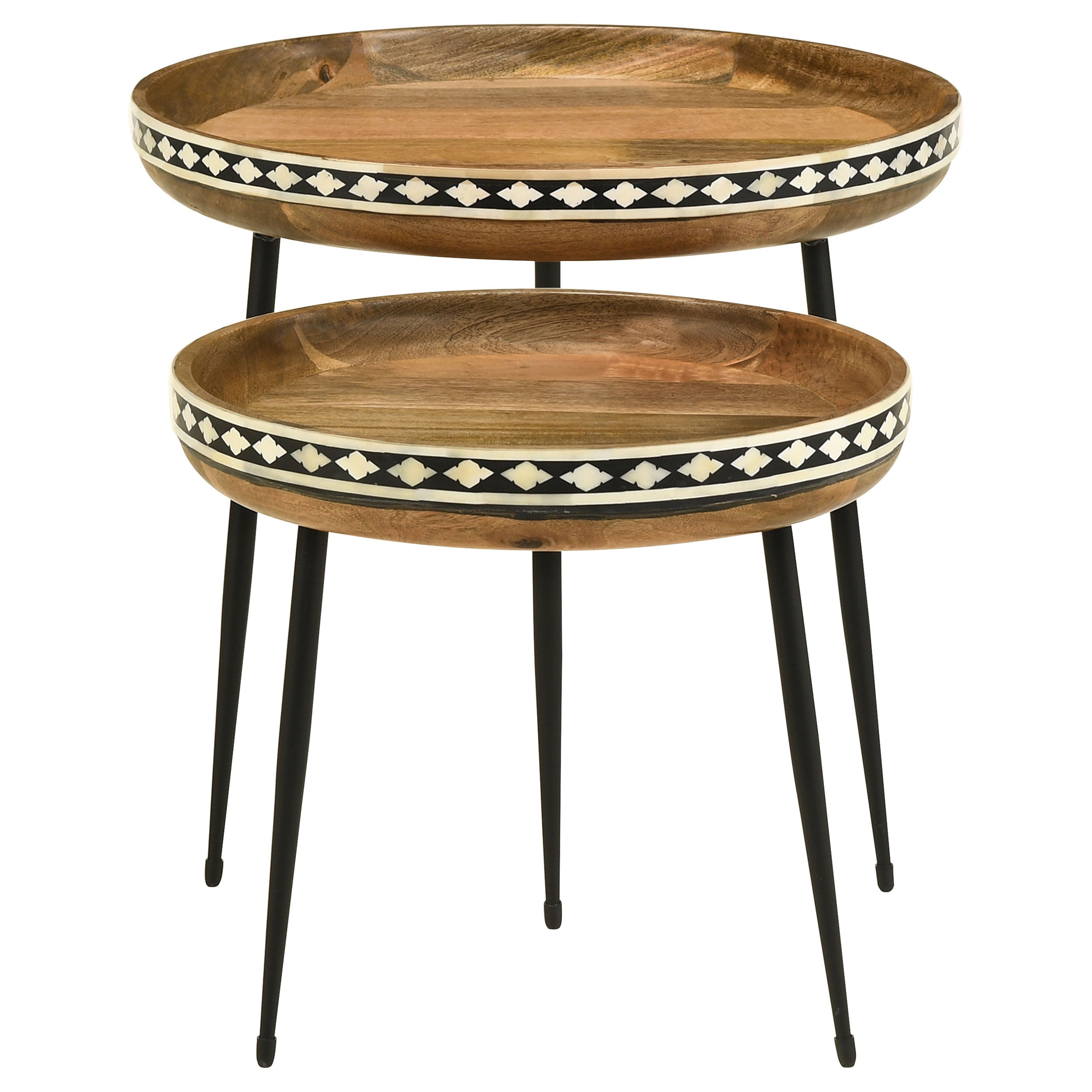 Ollie 2-piece Solid Wood Bone Inlay Nesting Table Natural — view 4