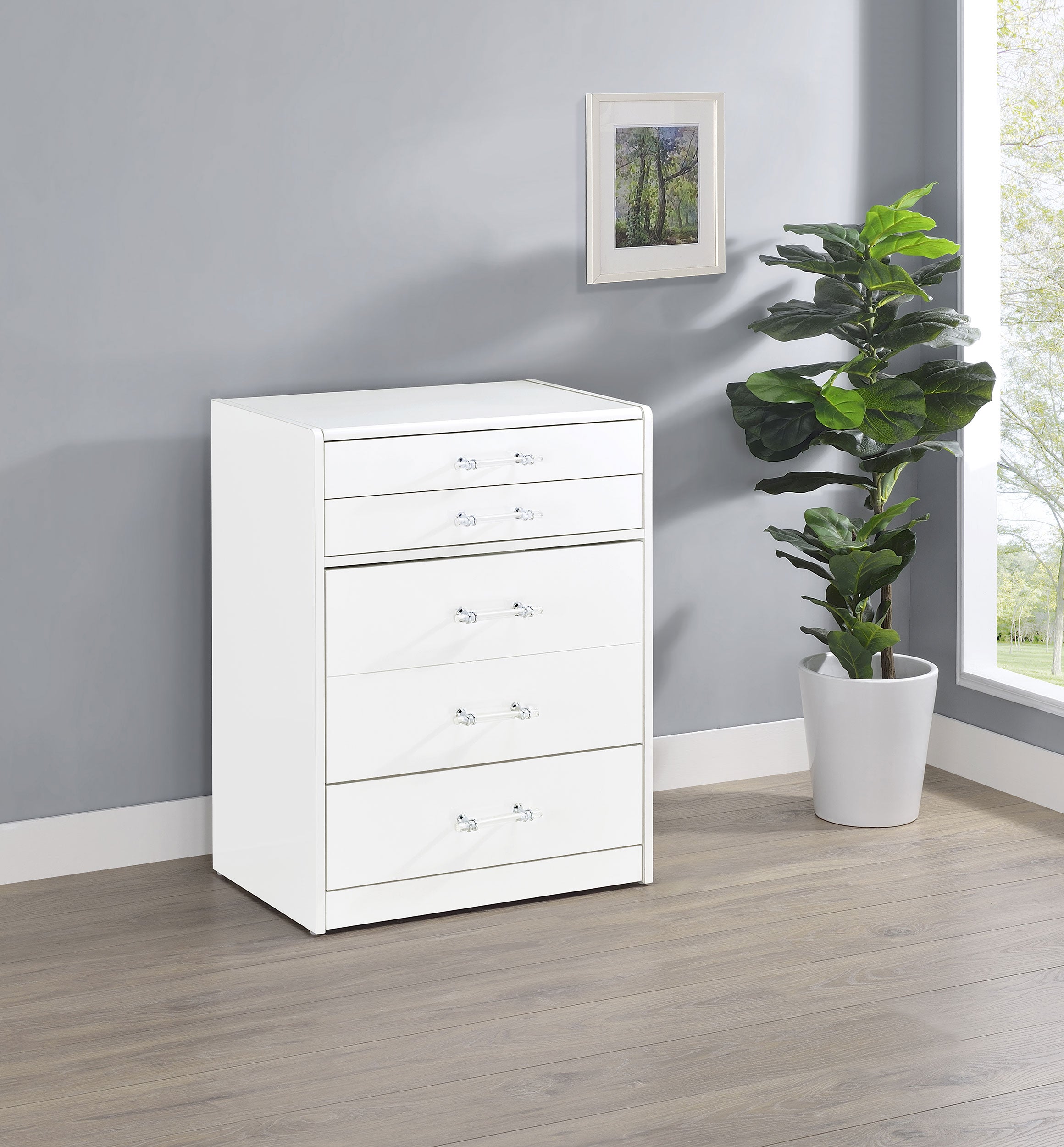 Danbury 3-drawer Makeup Vanity & Stool Set White High Gloss — view 2