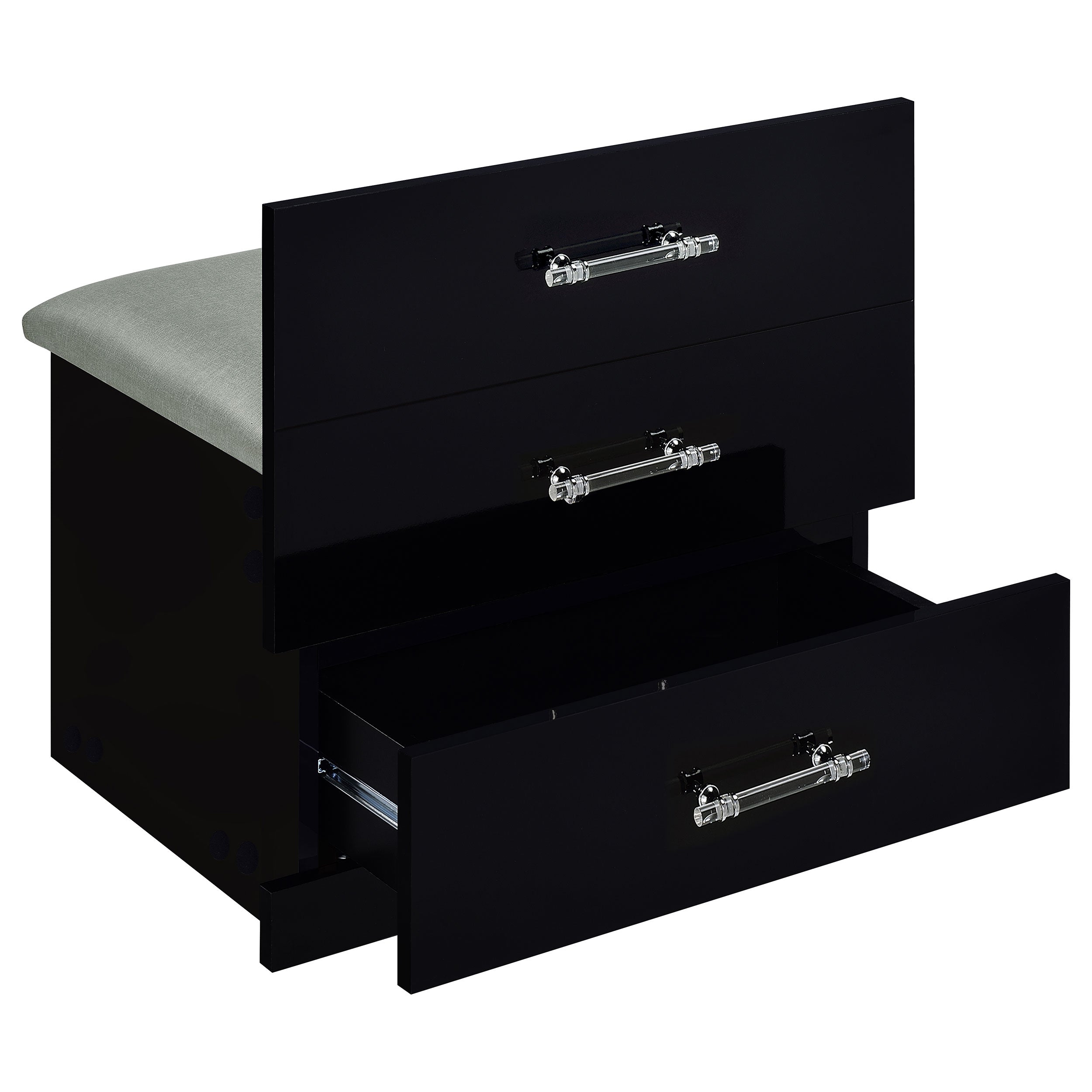 Danbury 3-drawer Makeup Vanity & Stool Set Black High Gloss — view 16