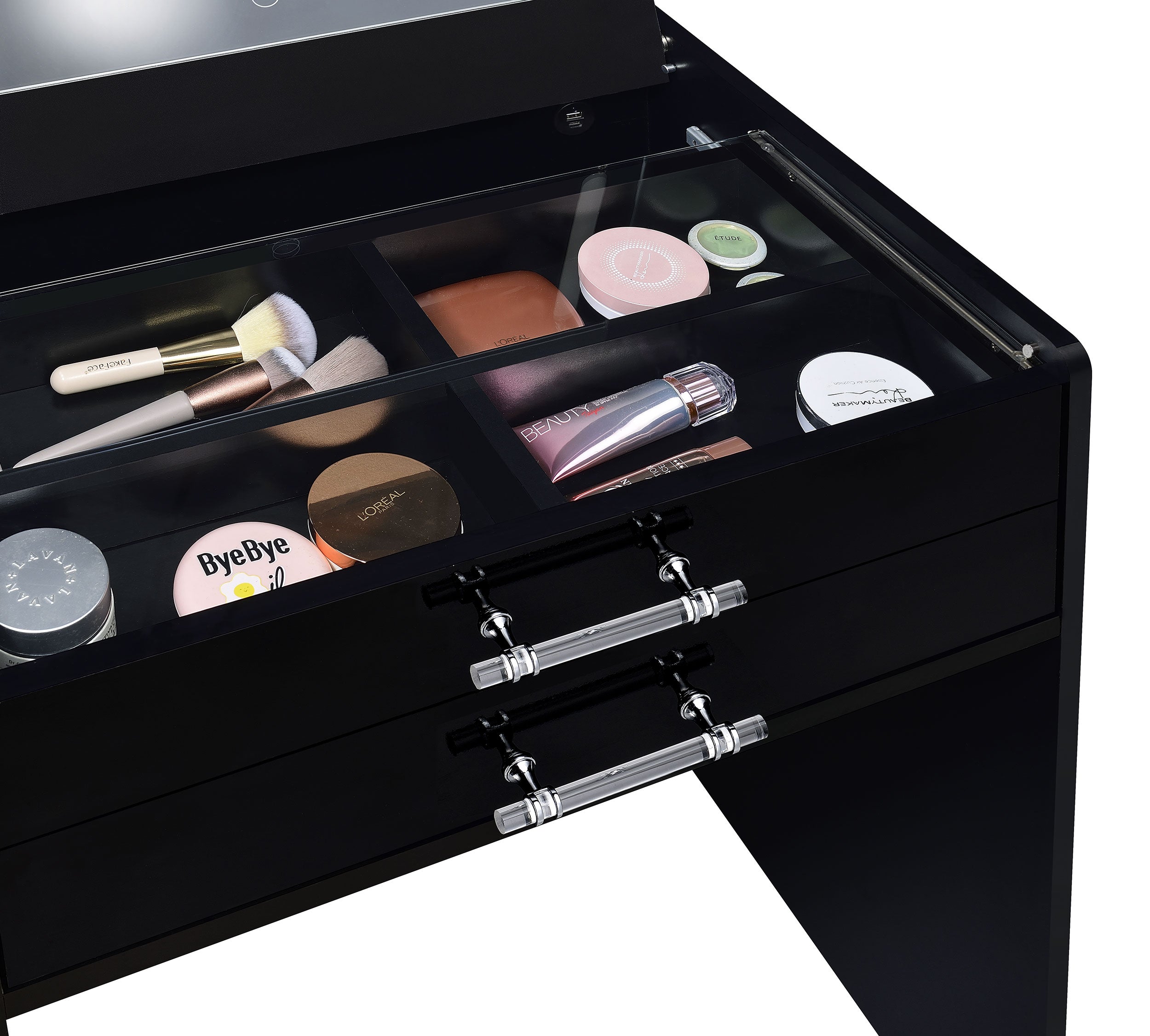Danbury 3-drawer Makeup Vanity & Stool Set Black High Gloss — view 18