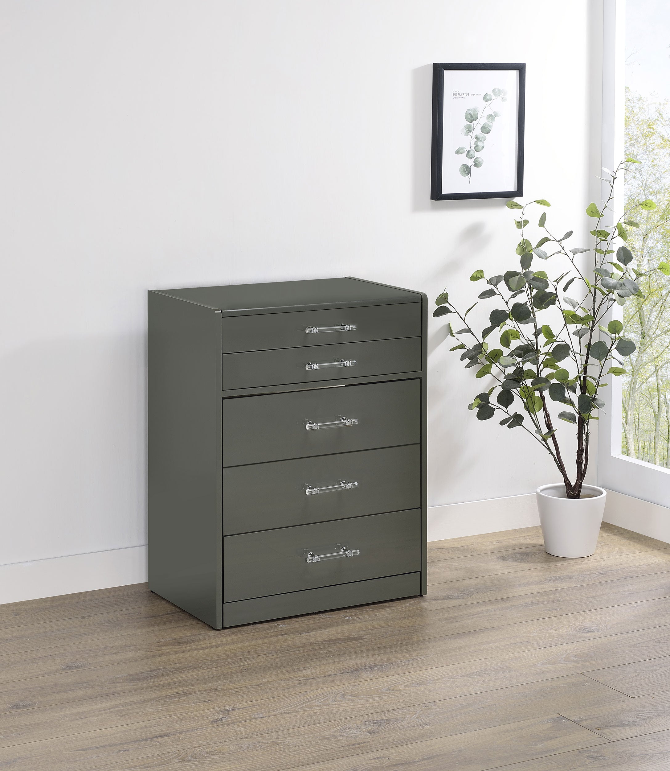 Danbury 3-drawer Makeup Vanity & Stool Set Grey High Gloss — view 2