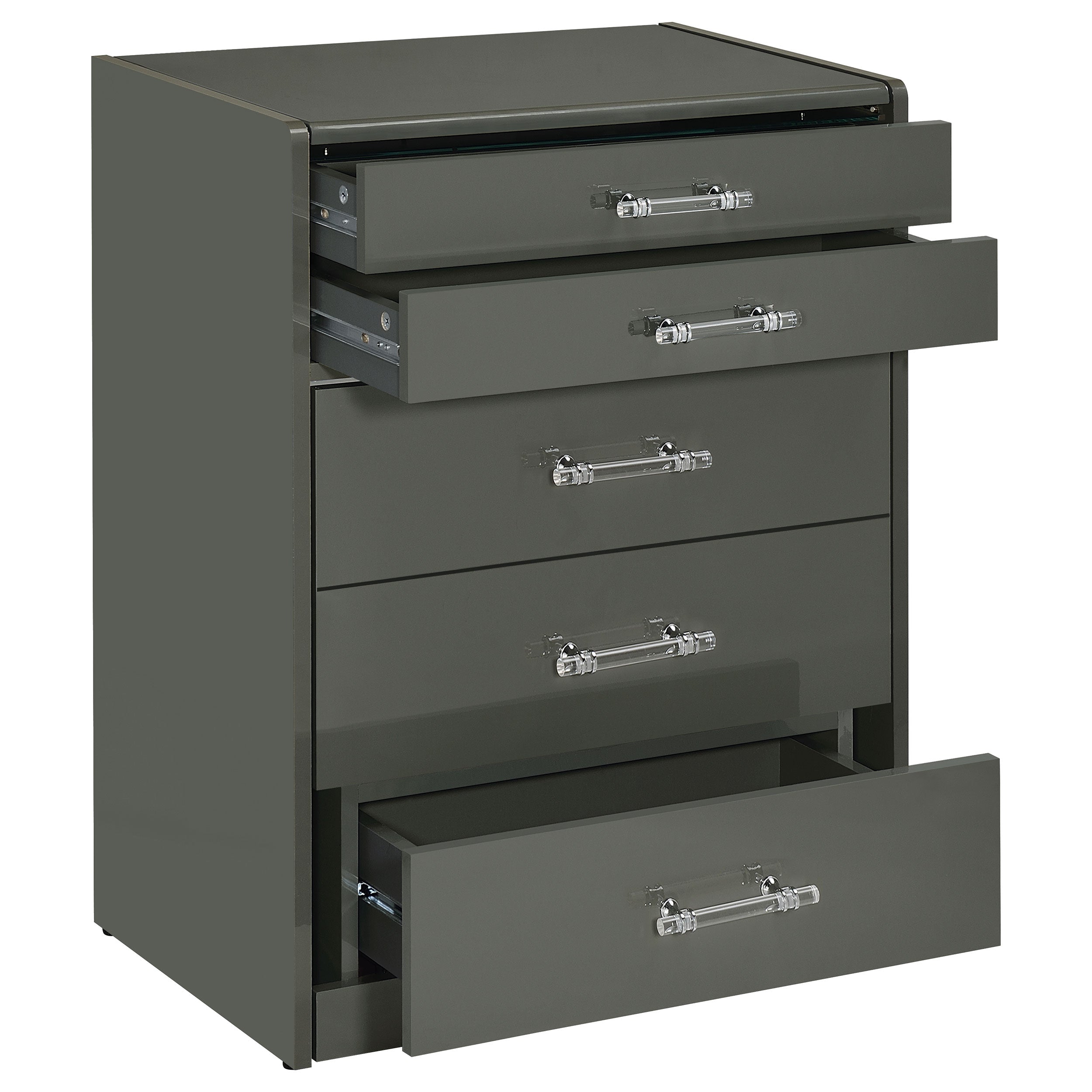 Danbury 3-drawer Makeup Vanity & Stool Set Grey High Gloss — view 5