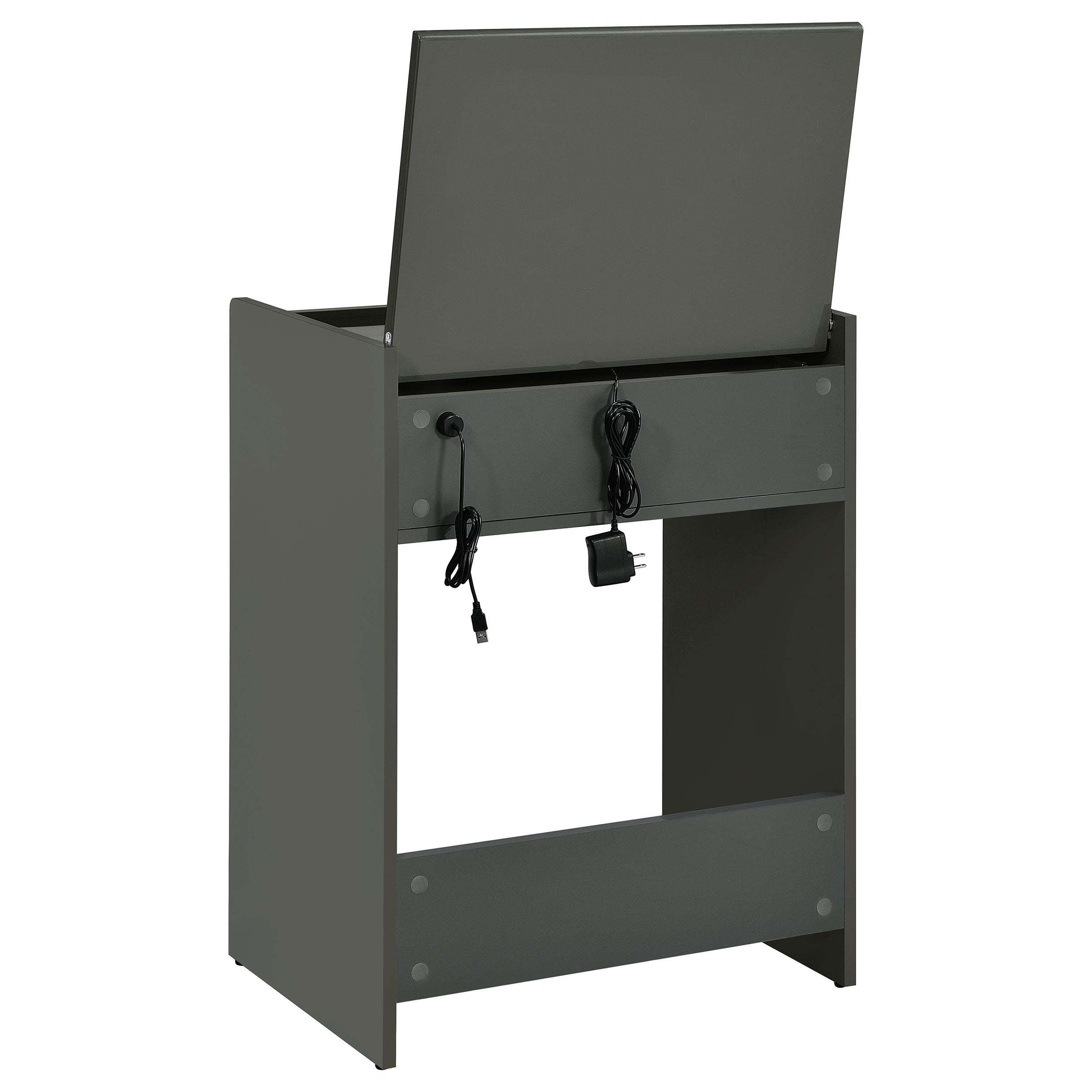 Danbury 3-drawer Makeup Vanity & Stool Set Grey High Gloss — view 11