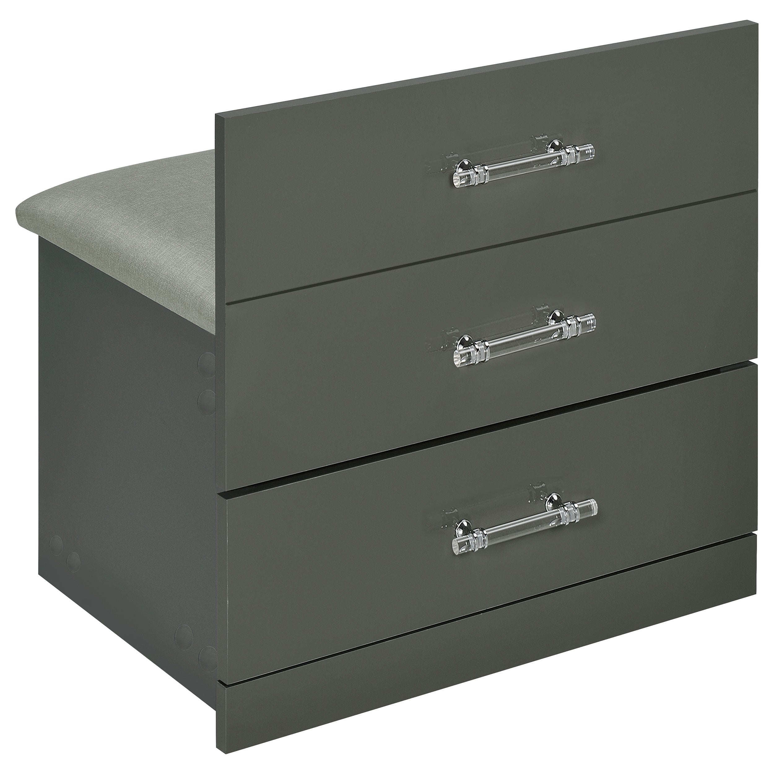Danbury 3-drawer Makeup Vanity & Stool Set Grey High Gloss — view 15
