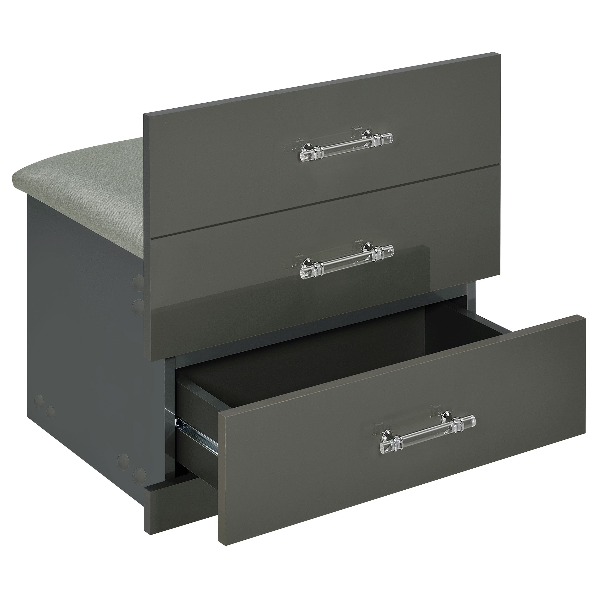 Danbury 3-drawer Makeup Vanity & Stool Set Grey High Gloss — view 16