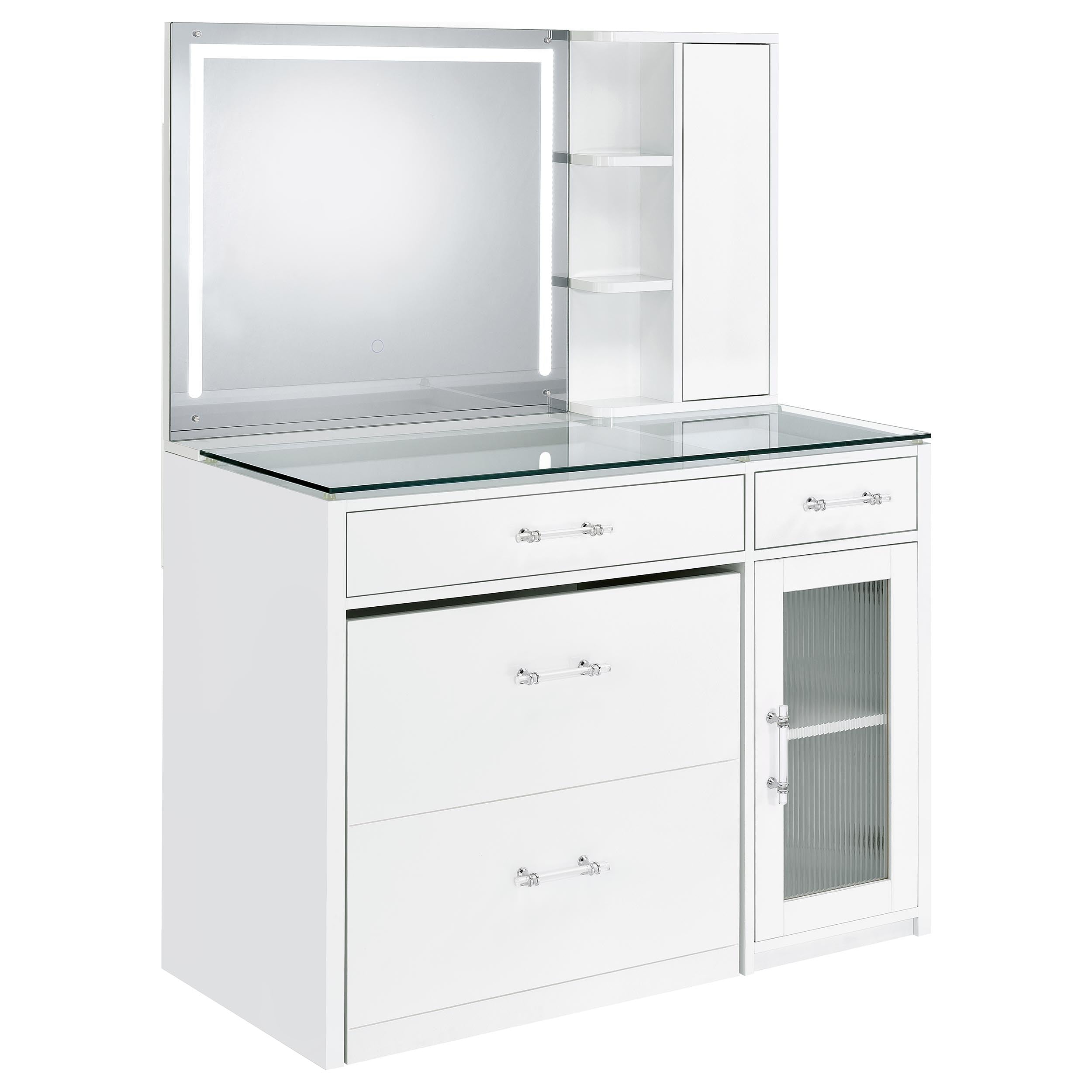Flora 2-drawer Vanity Set with LED Mirror White High Gloss — view 1