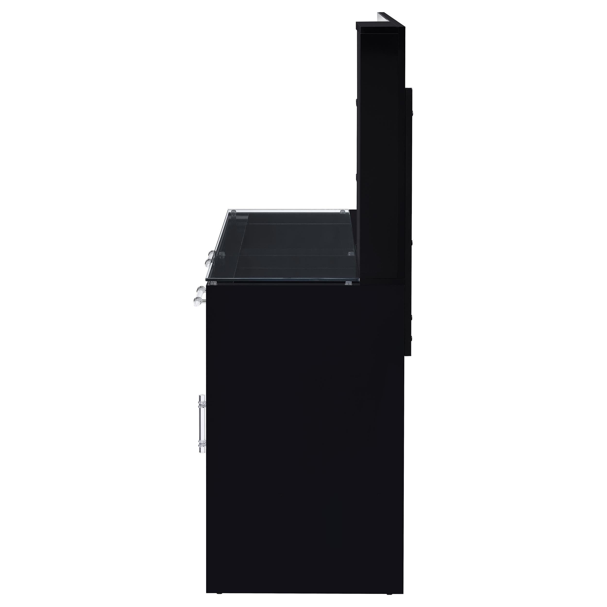 Flora 2-drawer Vanity Set with LED Mirror Black High Gloss — view 10
