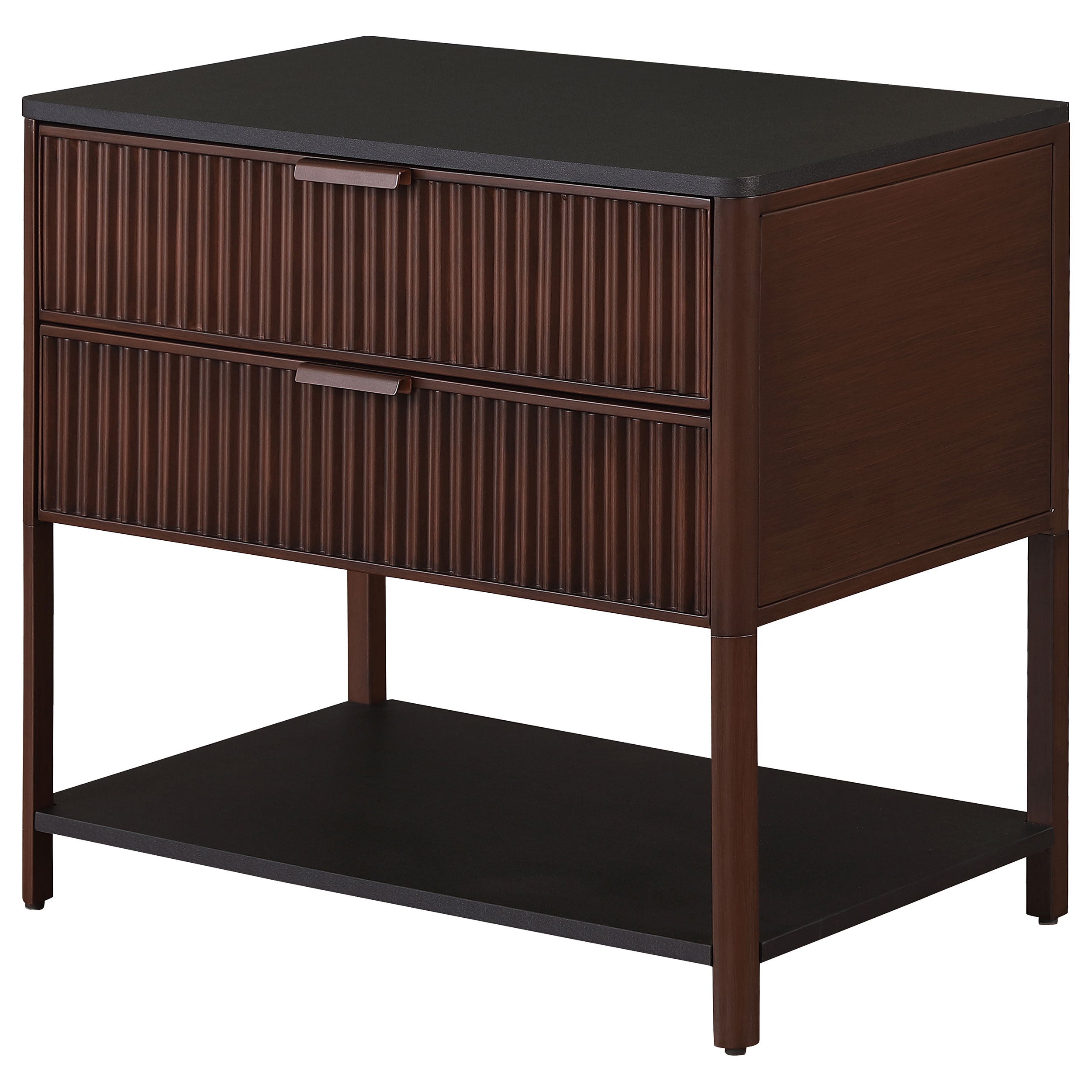 Zimmerlee 2-drawer Side Table with Shelf Rust Brown — view 4