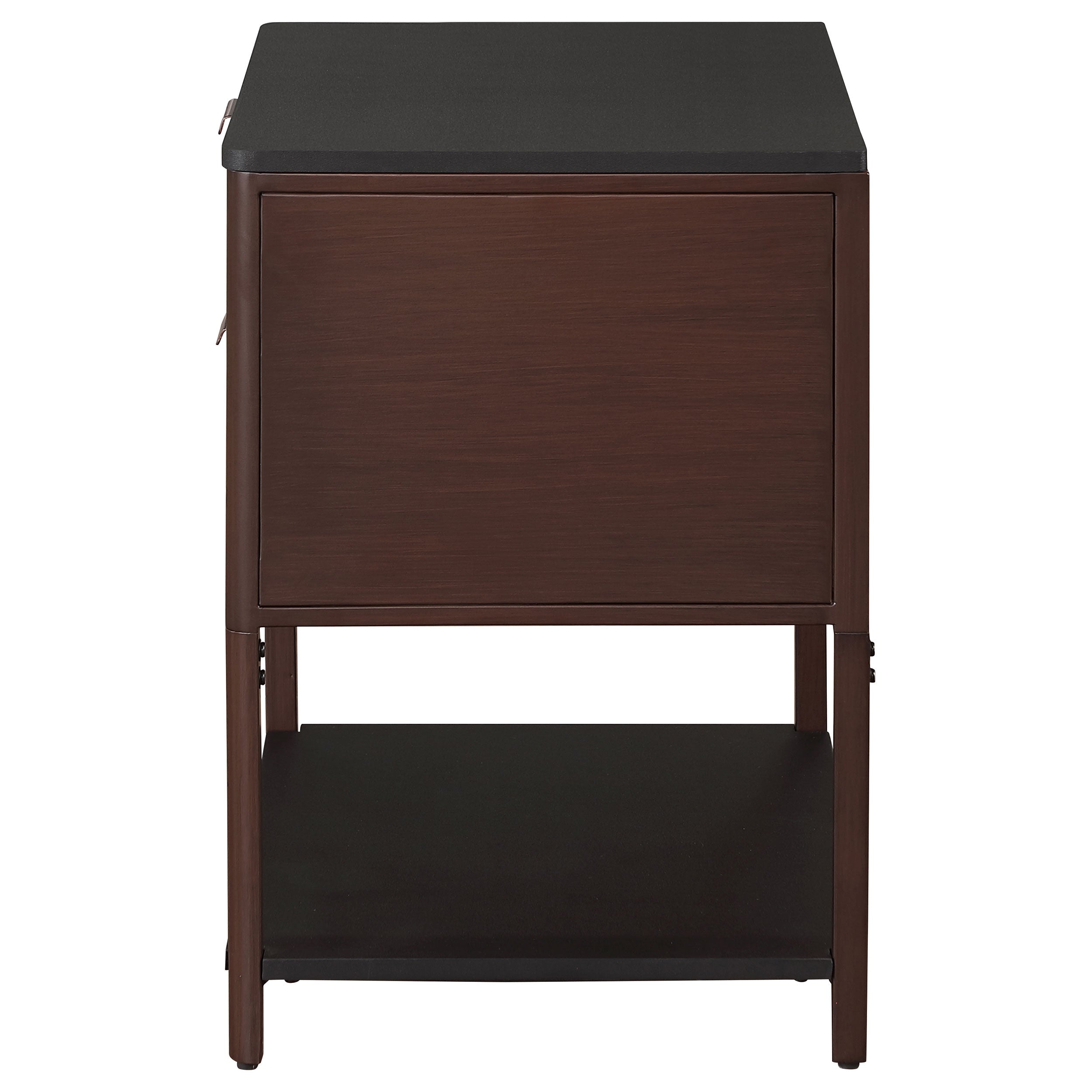 Zimmerlee 2-drawer Side Table with Shelf Rust Brown — view 5