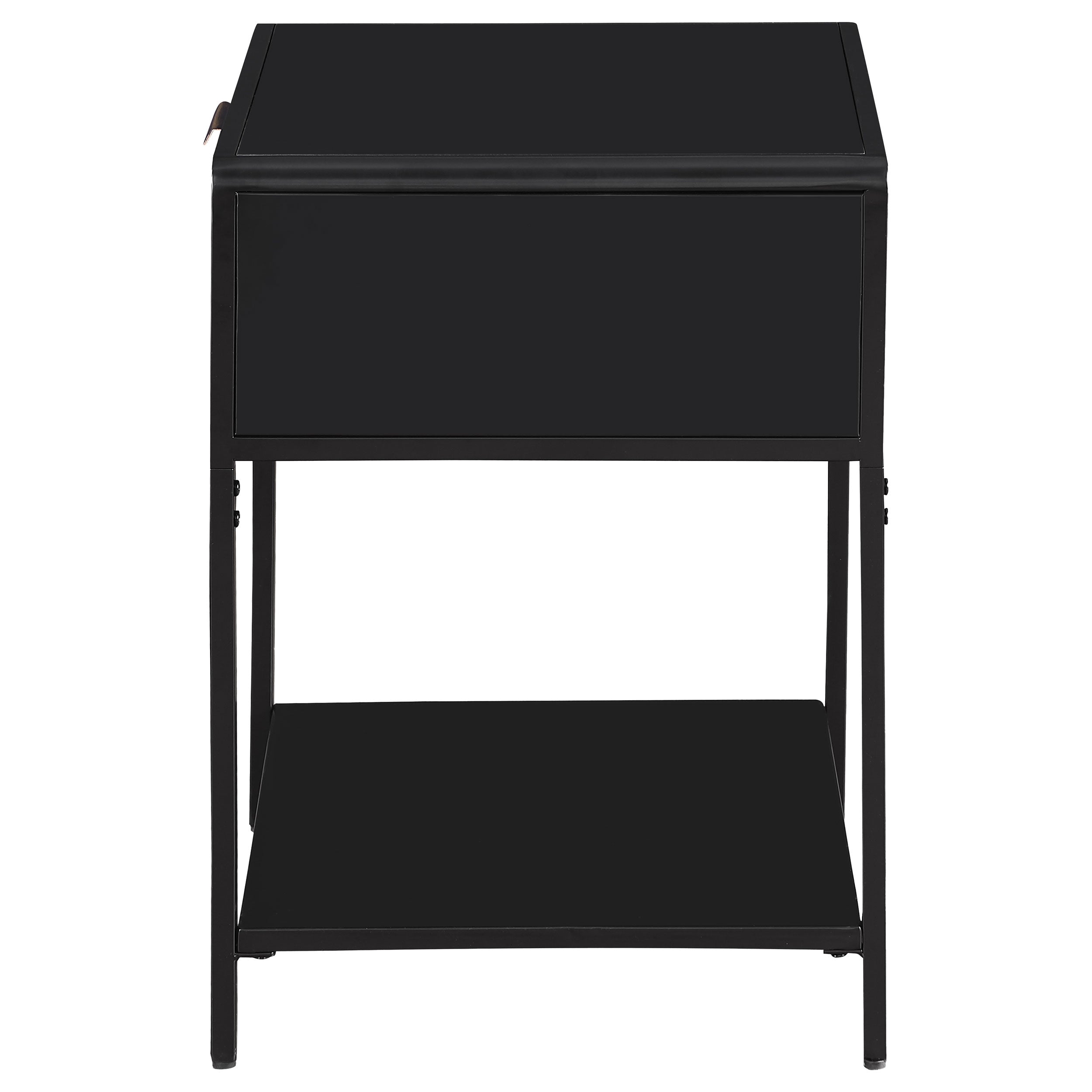 Amherst 1-drawer Radio Weave Cane Metal Bedside Table Black — view 5