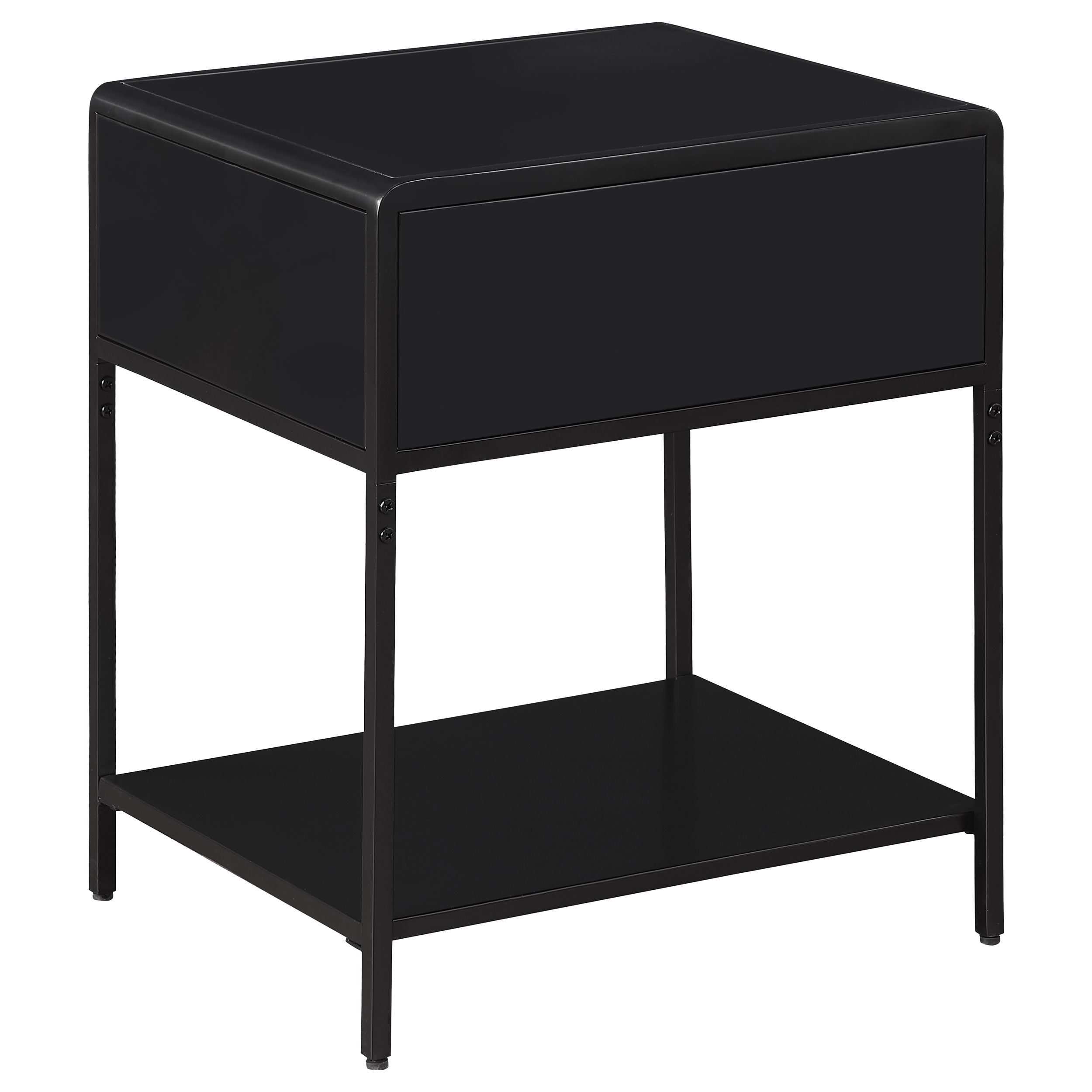 Amherst 1-drawer Radio Weave Cane Metal Bedside Table Black — view 6