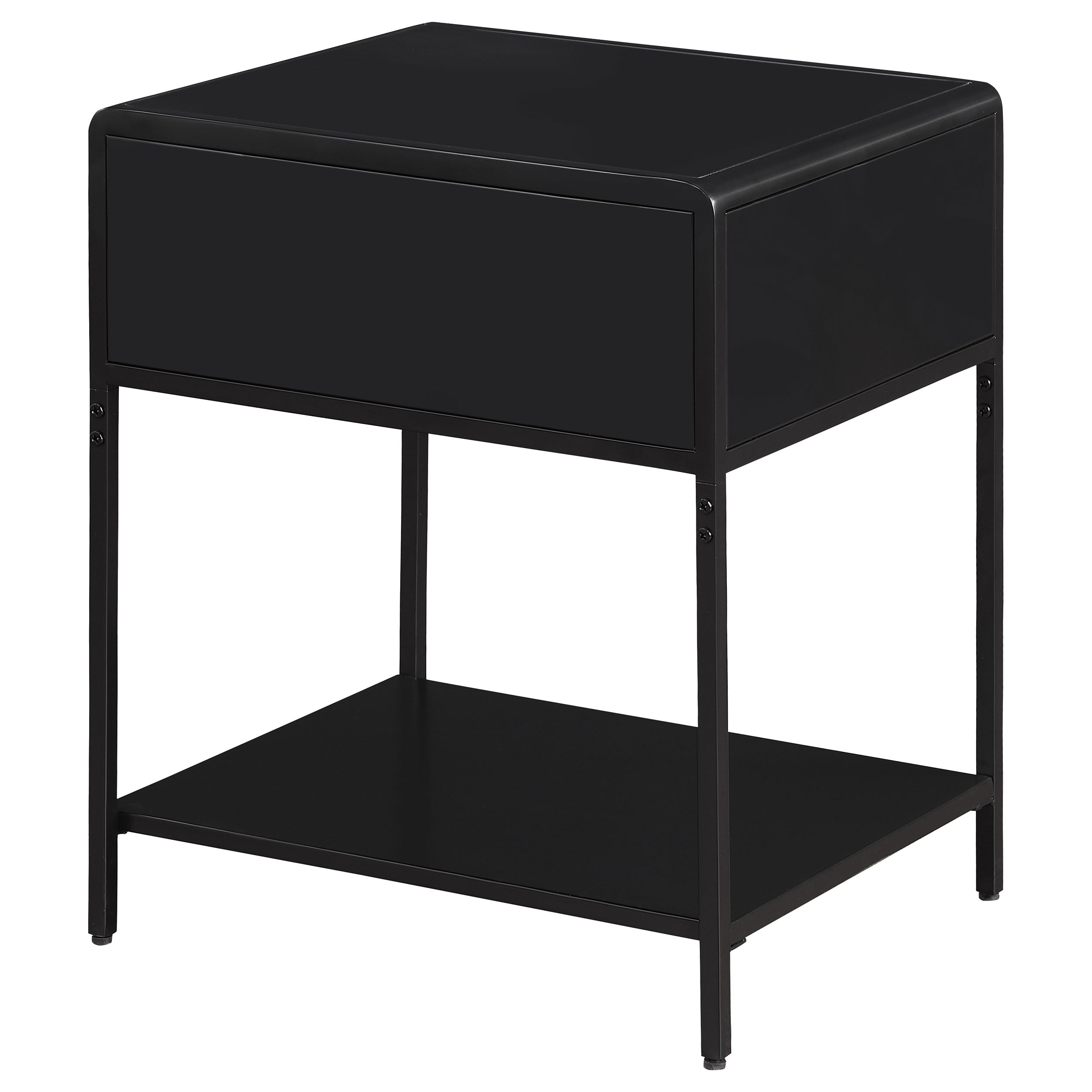 Amherst 1-drawer Radio Weave Cane Metal Bedside Table Black — view 7