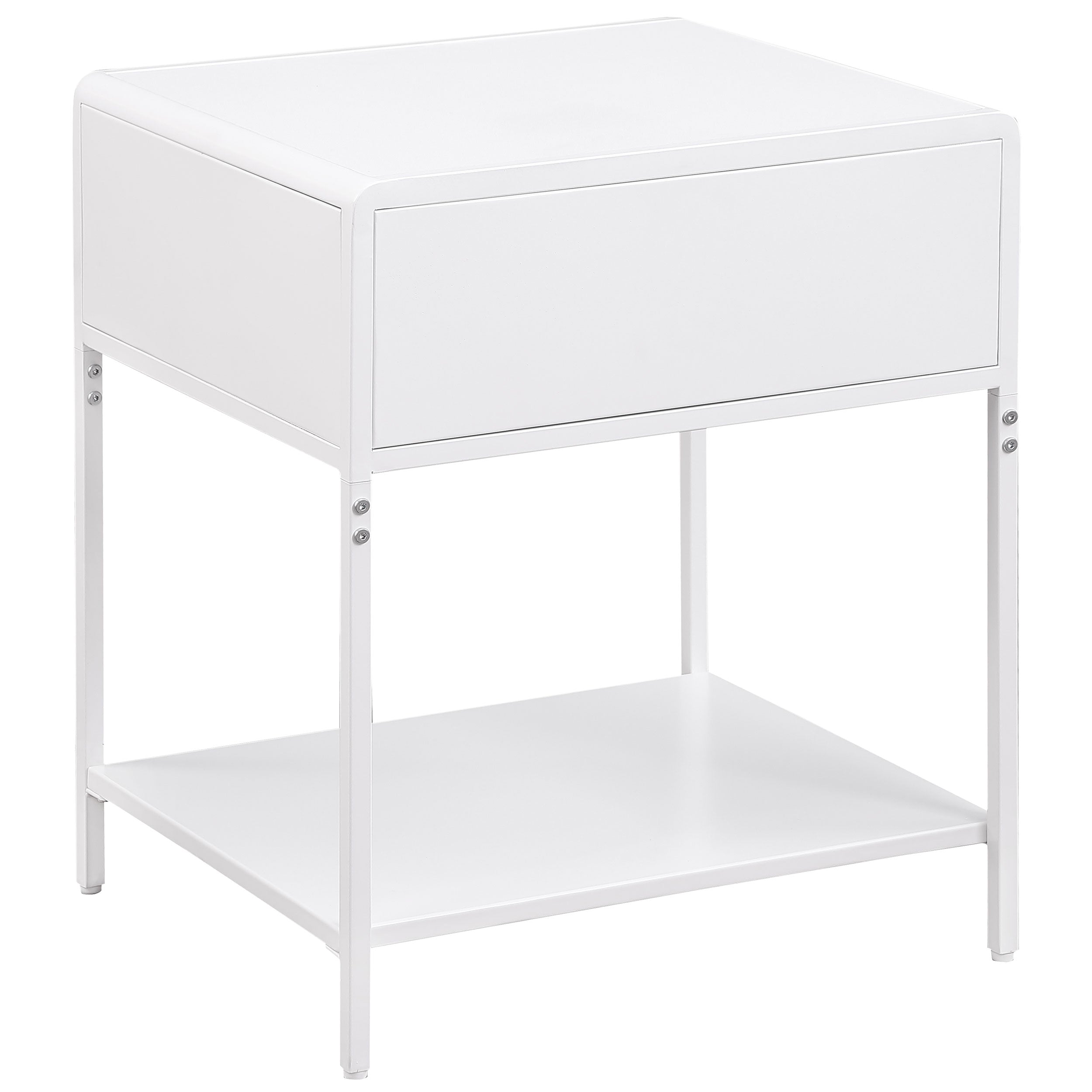 Amherst 1-drawer Radio Weave Cane Metal Bedside Table White — view 6