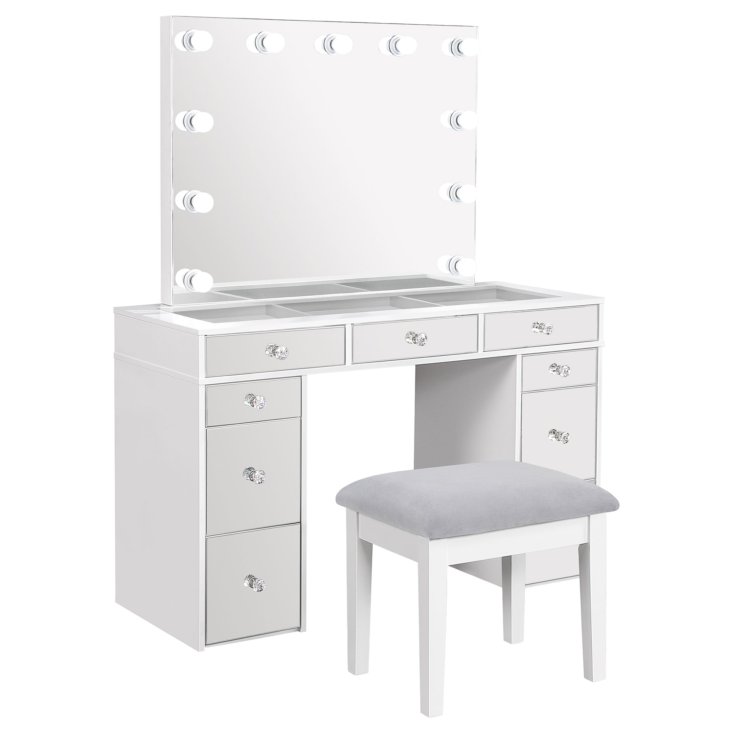 Regina Makeup Vanity Table Set with Lighting White — view 1