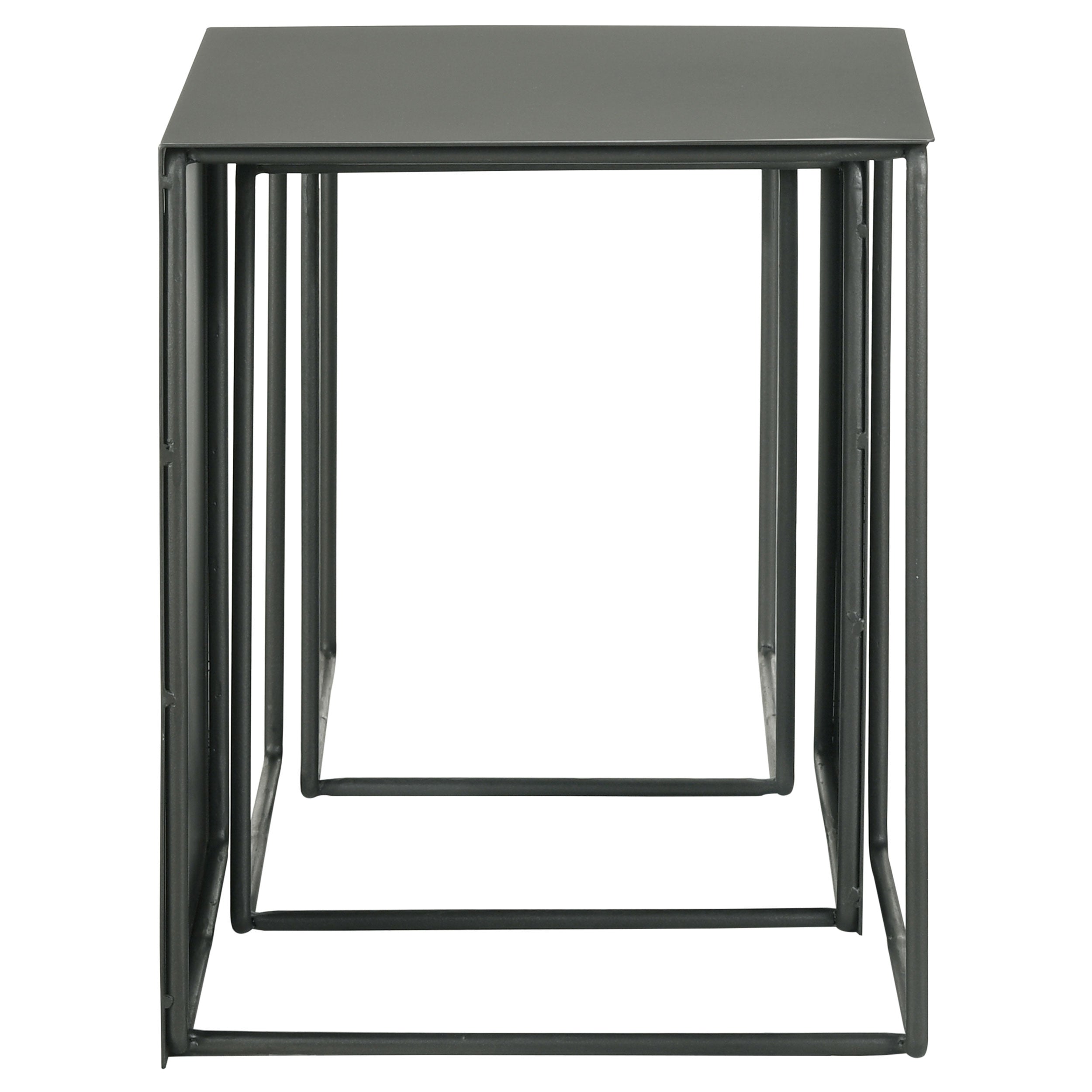 Imez 3-piece Rectangular Metal Nesting Table Set Grey — view 5