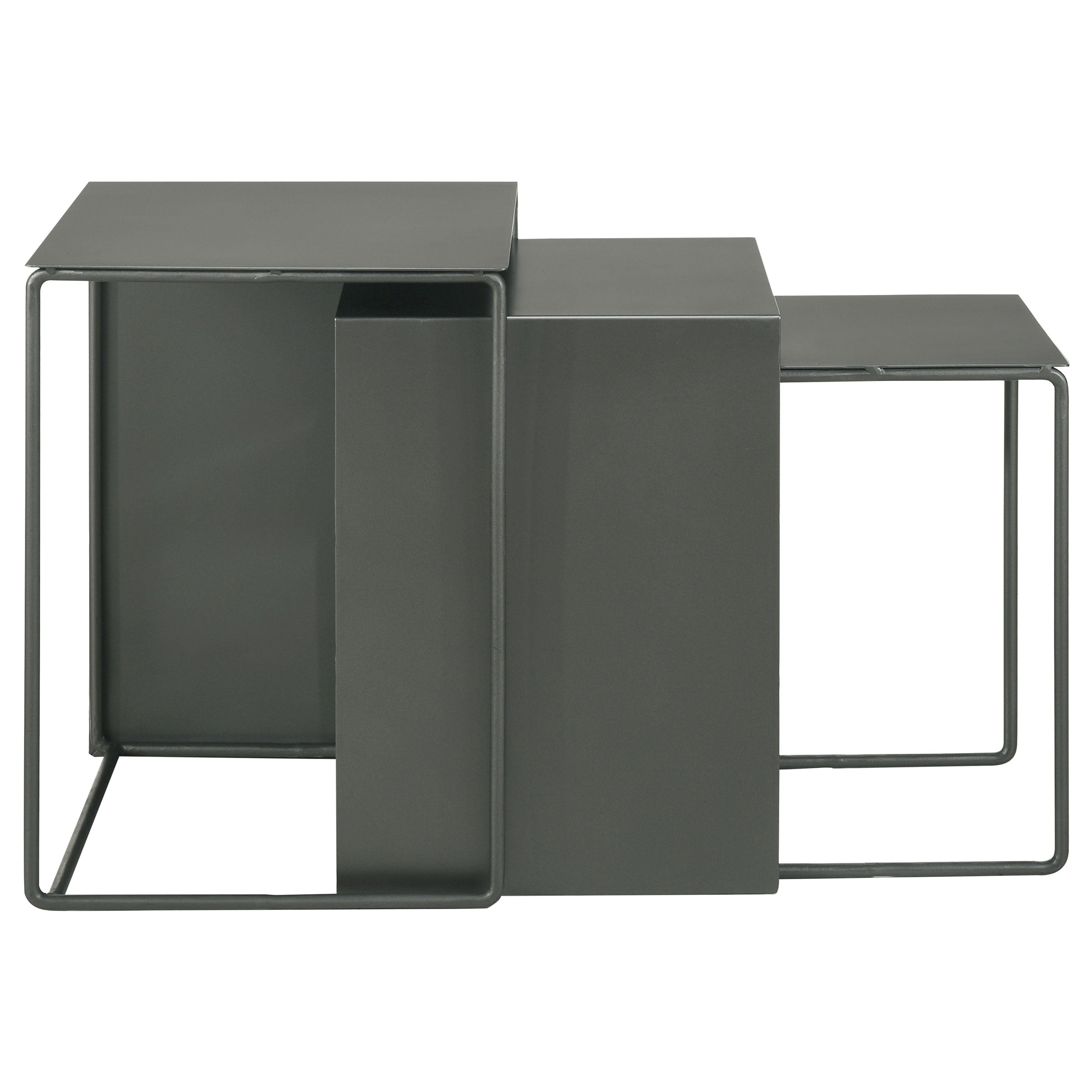 Imez 3-piece Rectangular Metal Nesting Table Set Grey — view 6