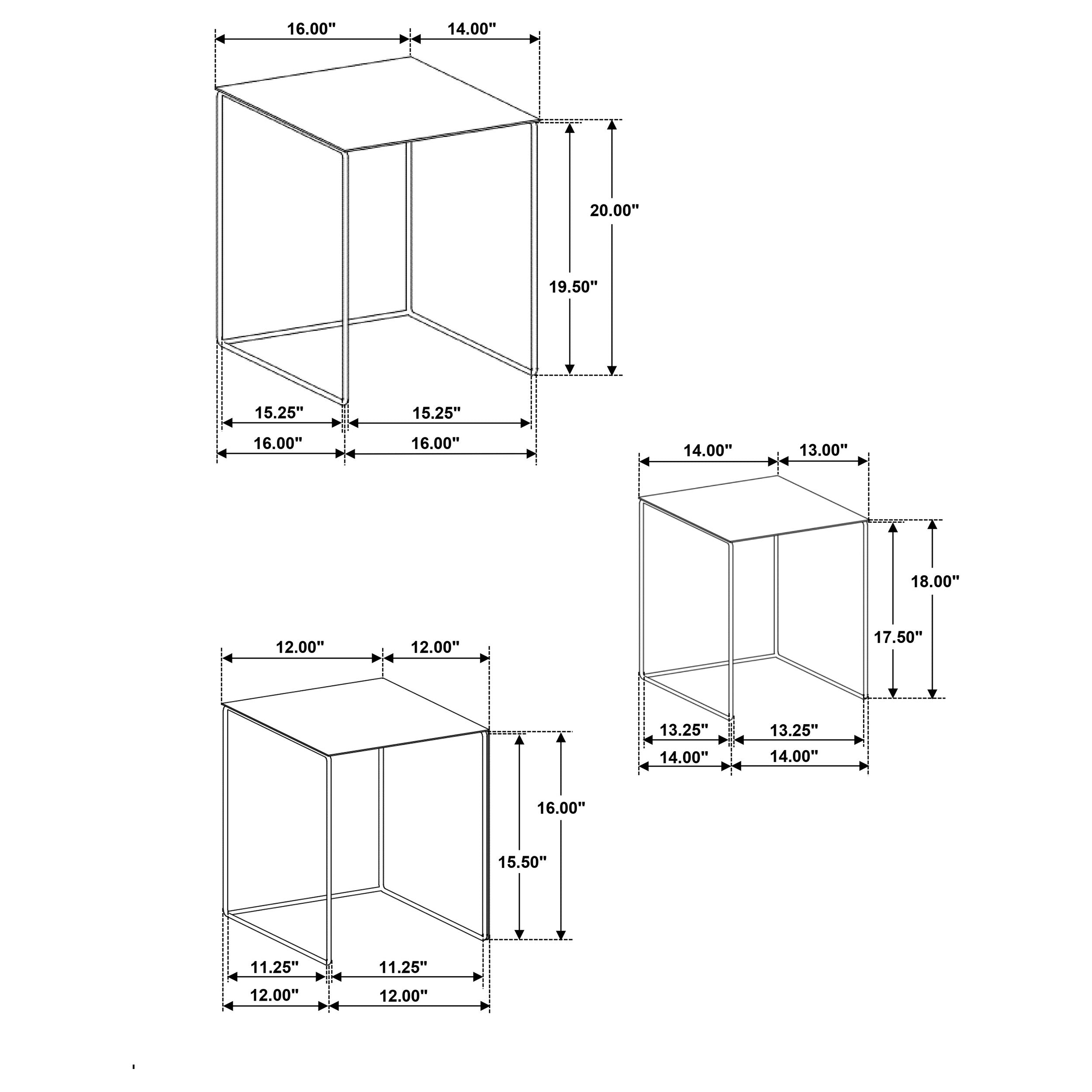 Imez 3-piece Rectangular Metal Nesting Table Set Grey — view 9