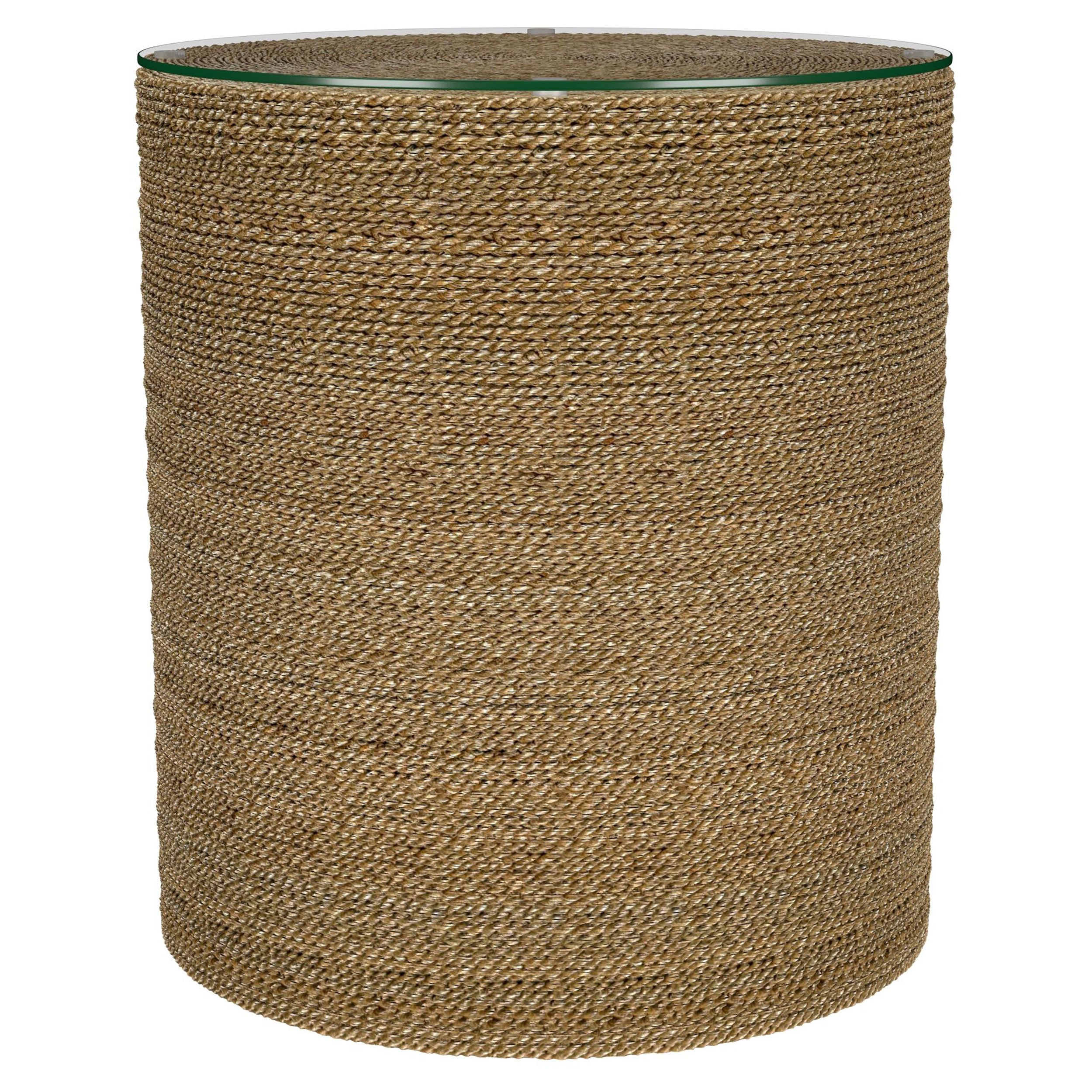 Halden Round Woven Seagrass Accent Side Table Light Brown — view 1