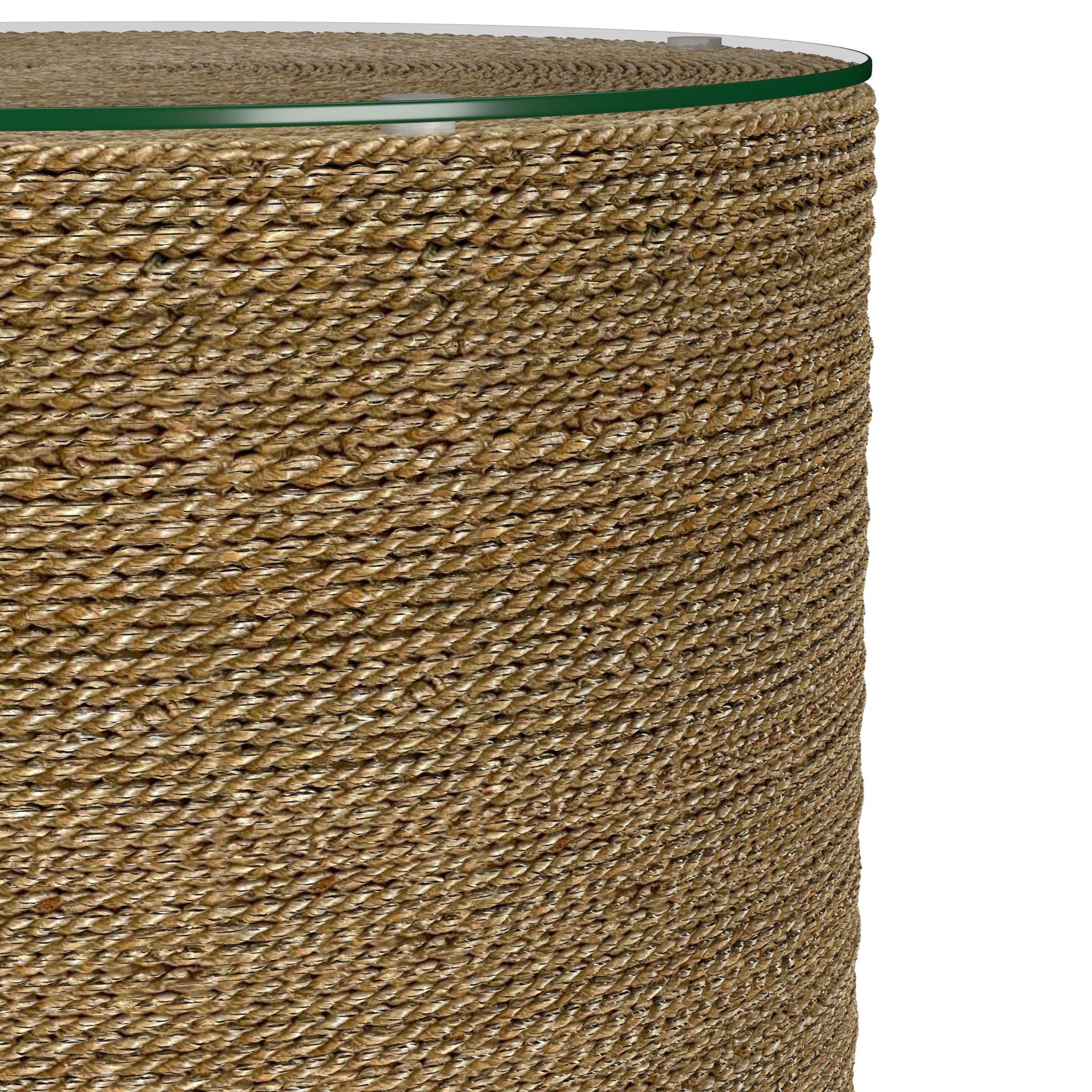 Halden Round Woven Seagrass Accent Side Table Light Brown — view 5