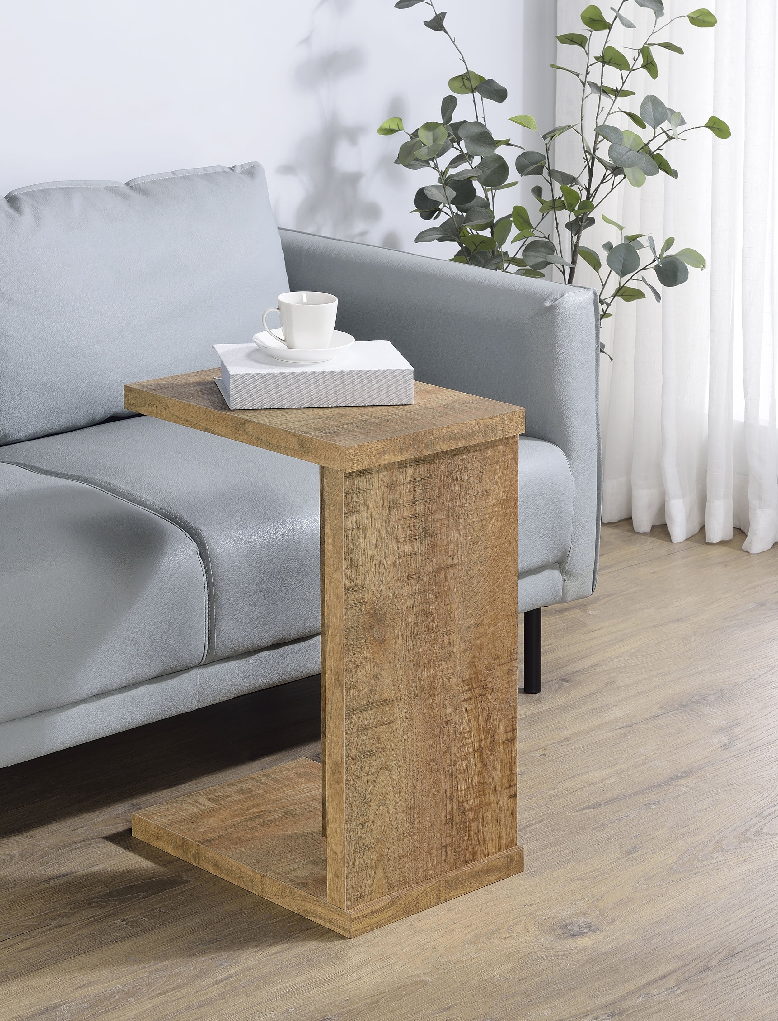 Clower Engineered Wood C-Shaped Sofa Side Table Mango — view 2