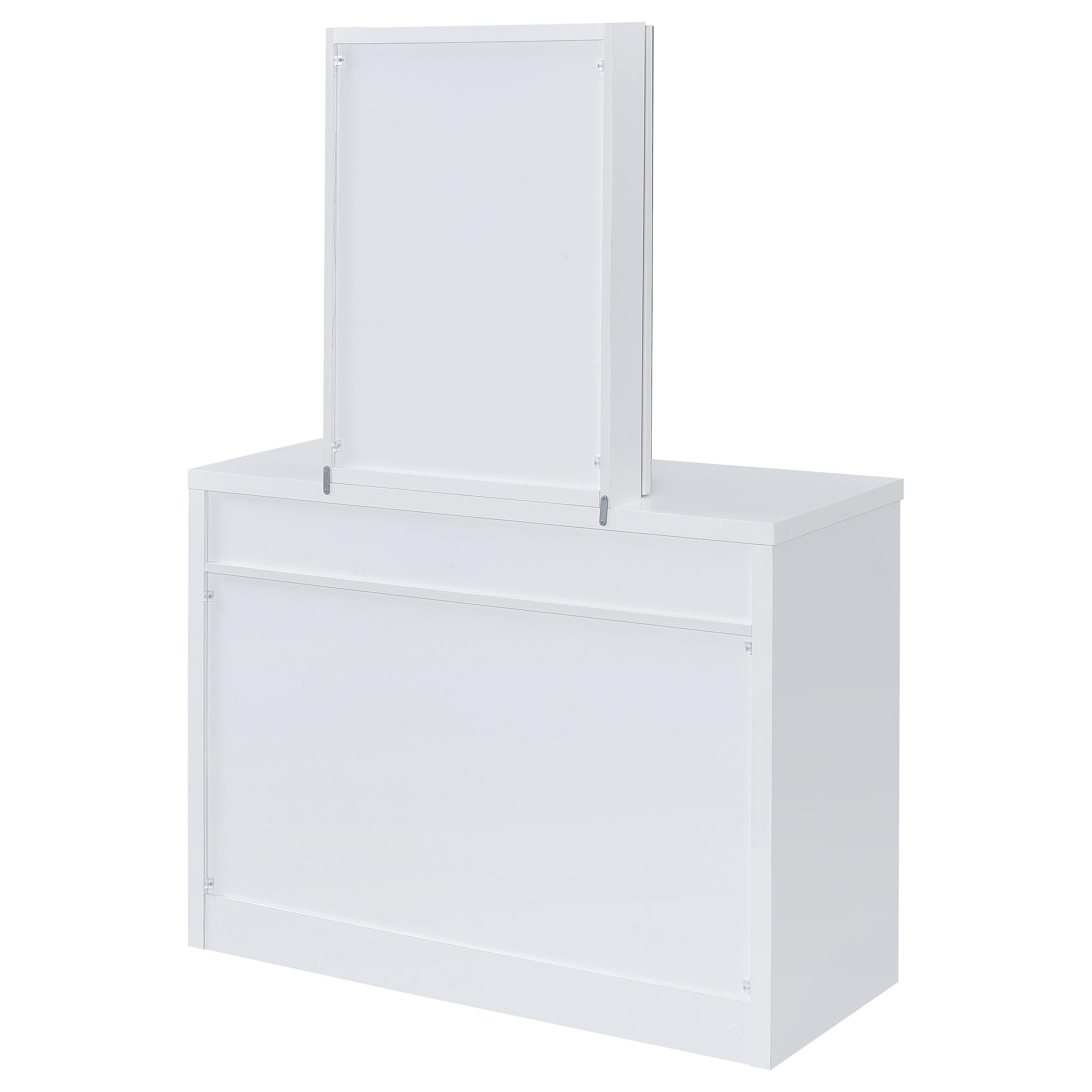 Bunbury Makeup Vanity Table Set Storage Mirror and Stool White — view 10
