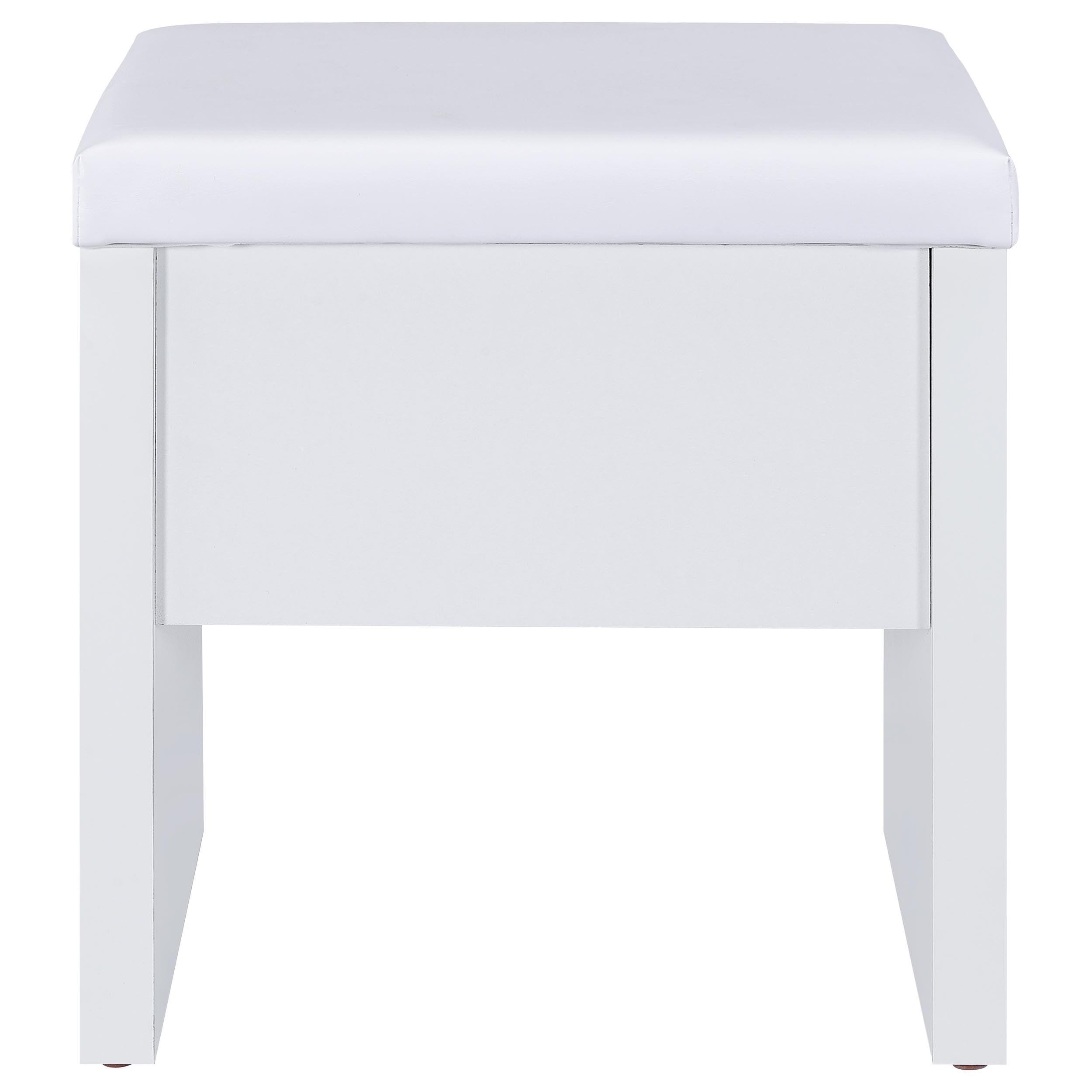 Bunbury Makeup Vanity Table Set Storage Mirror and Stool White — view 16