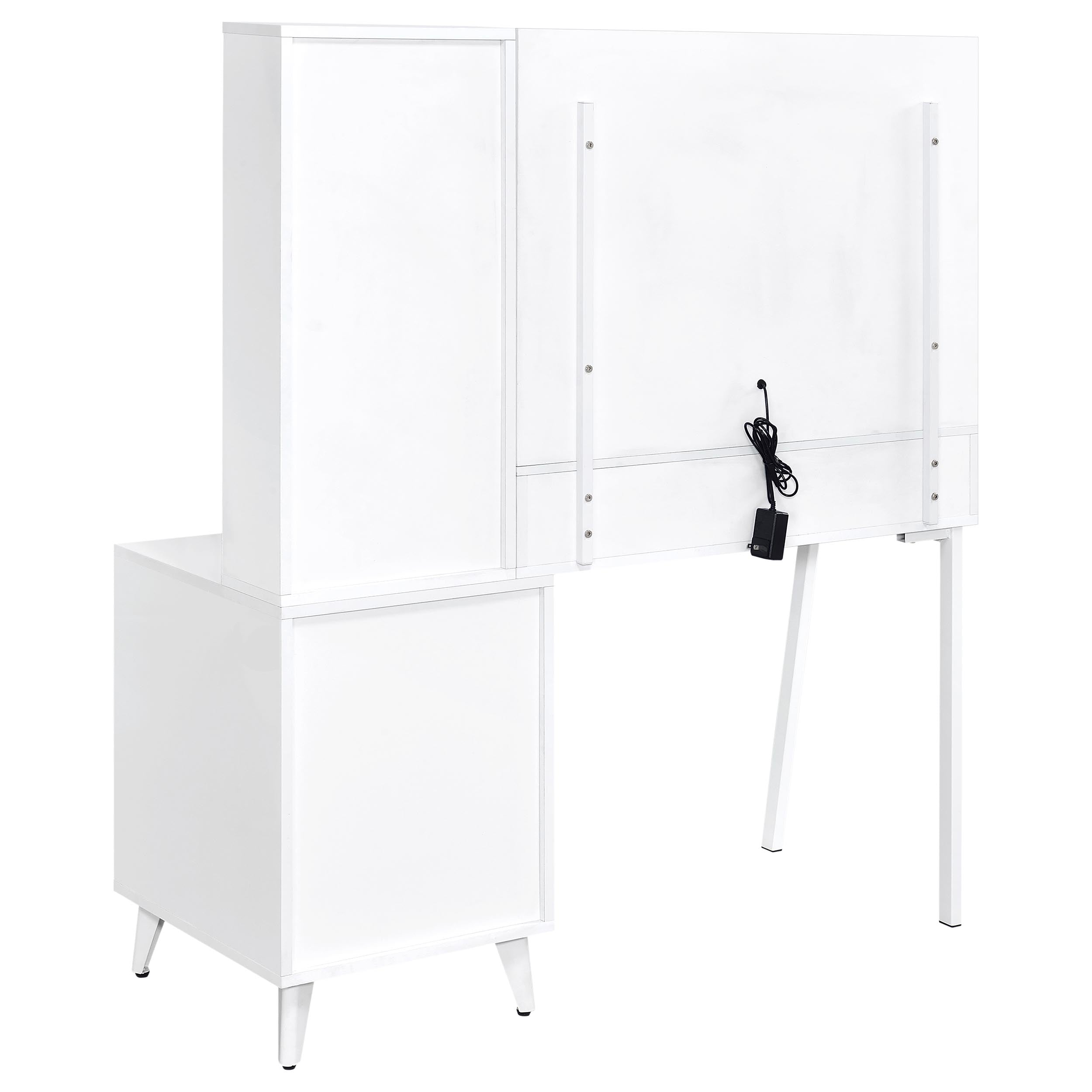 Souza 5-Drawer Makeup Vanity Table With LED Mirror White High Gloss — view 8