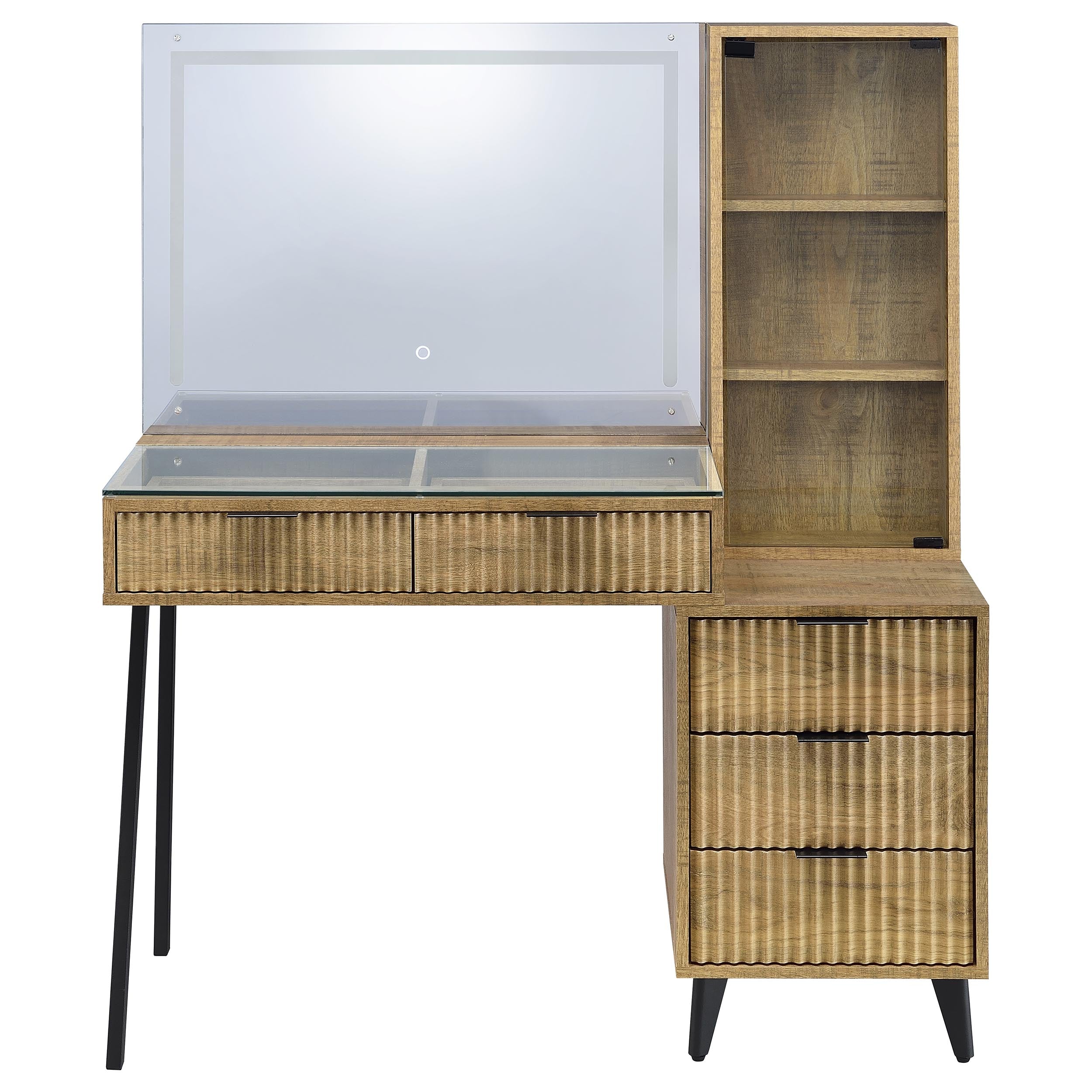 Souza 5-Drawer Makeup Vanity Table With LED Mirror Mango — view 6