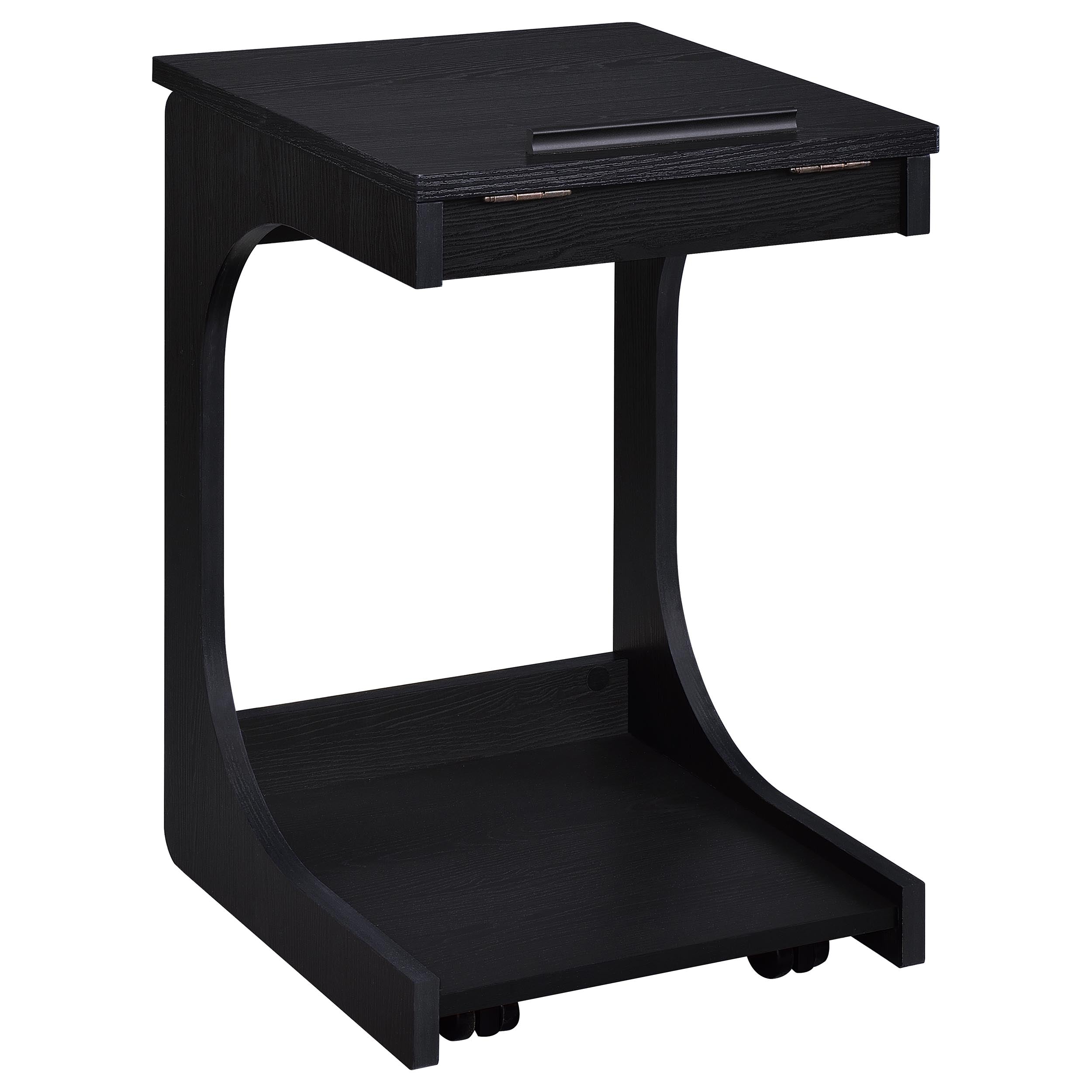 Ralston C-Shaped Lift-Top Sofa Side Table With Casters Black — view 1