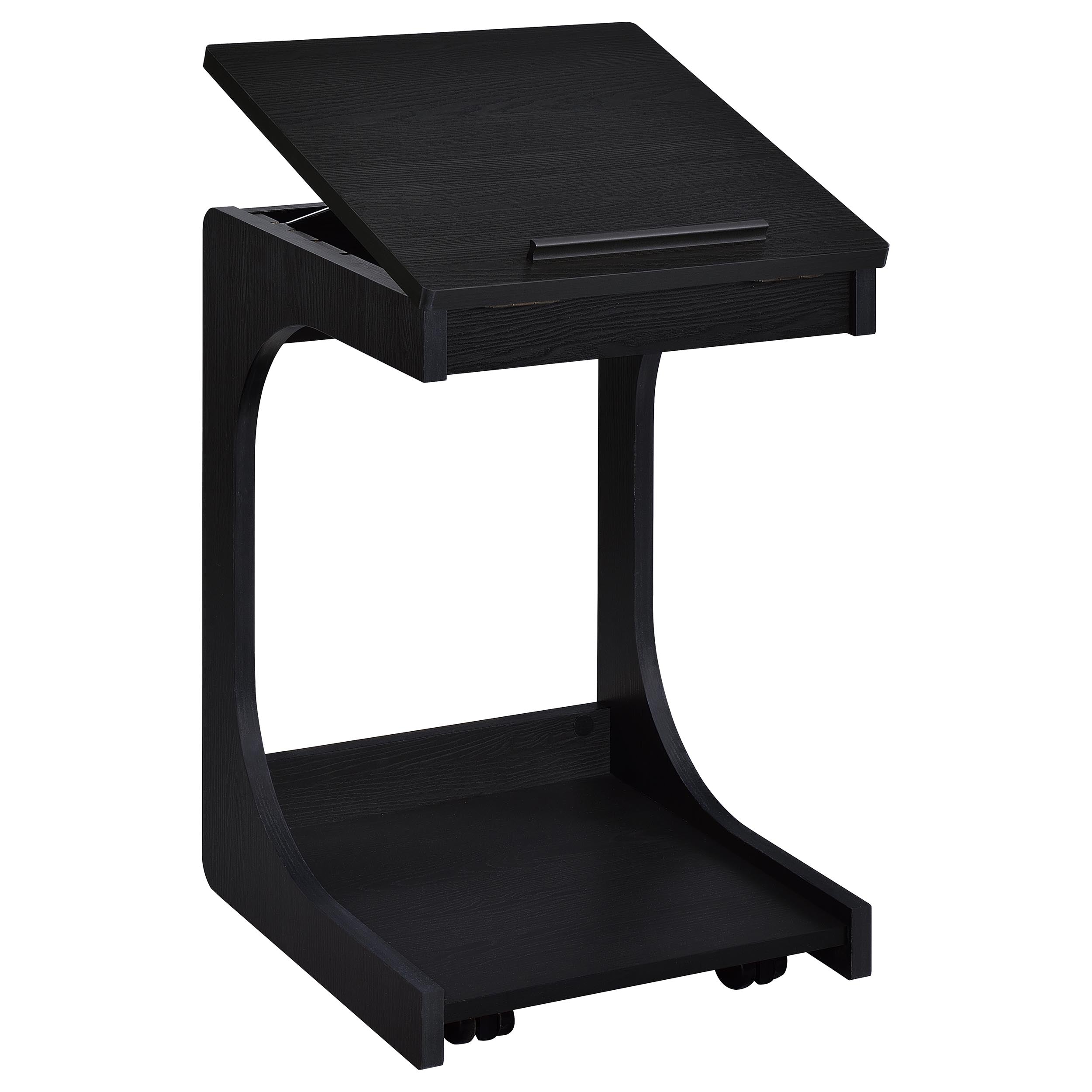 Ralston C-Shaped Lift-Top Sofa Side Table With Casters Black — view 4