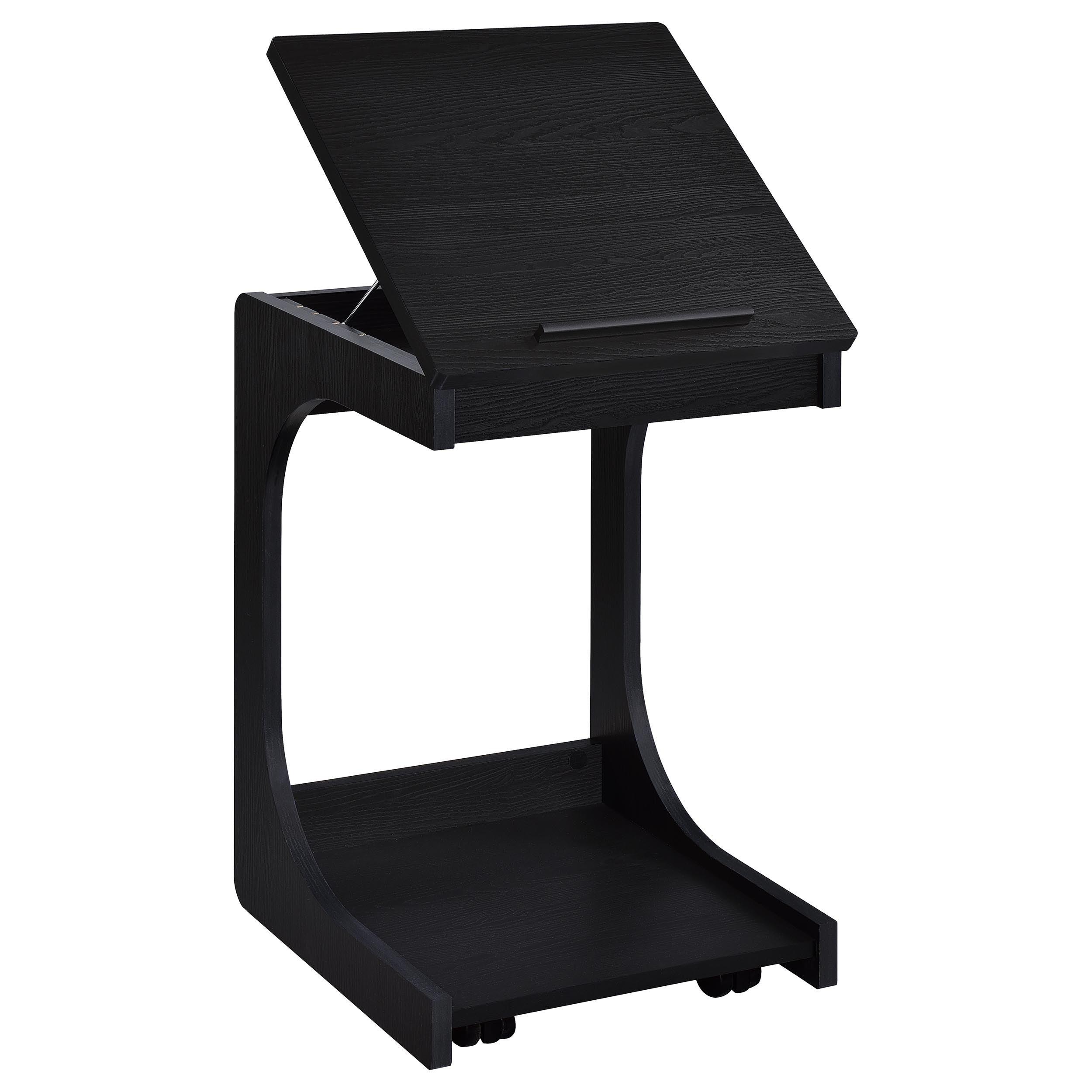 Ralston C-Shaped Lift-Top Sofa Side Table With Casters Black — view 6