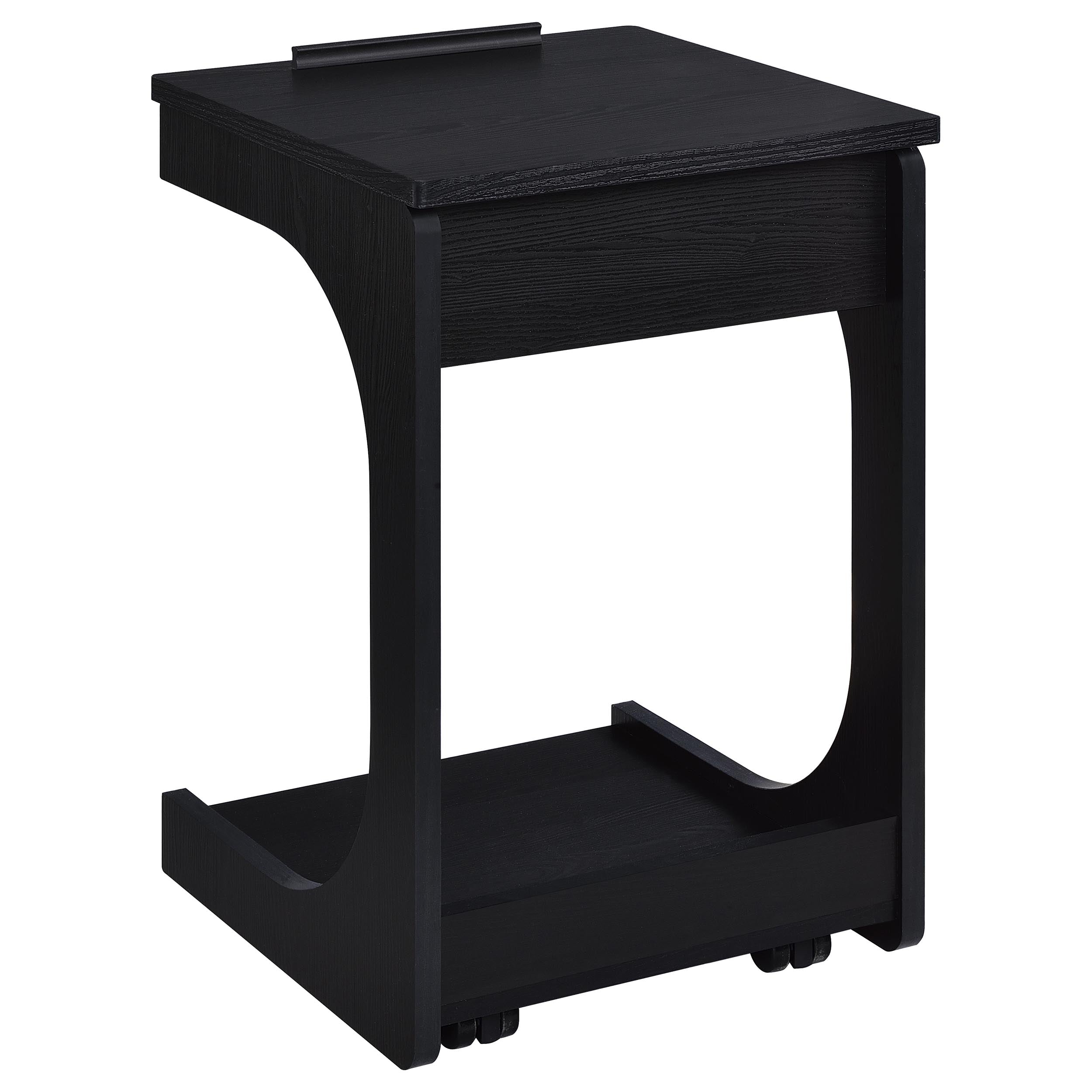 Ralston C-Shaped Lift-Top Sofa Side Table With Casters Black — view 11