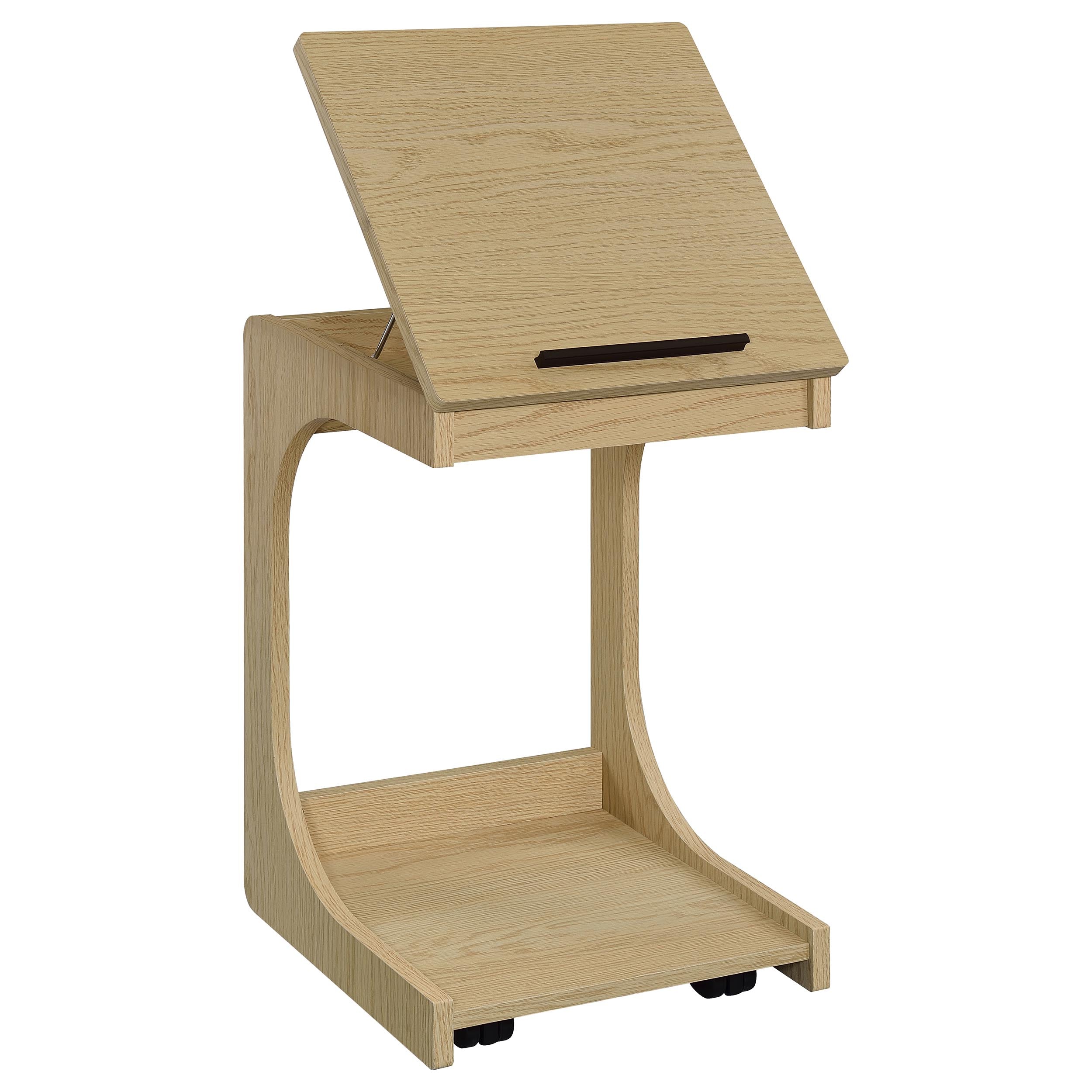 Ralston C-Shaped Lift-Top Sofa Side Table With Casters Light Oak — view 7