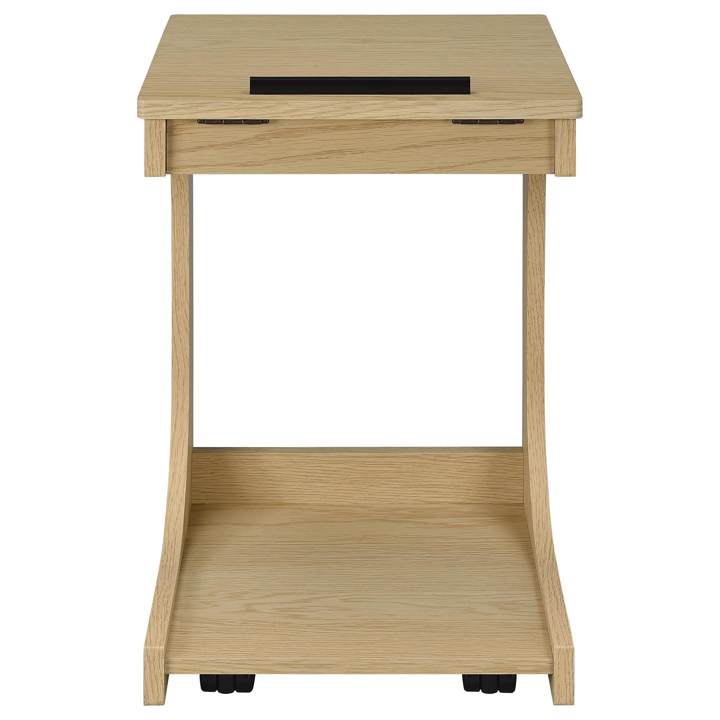 Ralston C-Shaped Lift-Top Sofa Side Table With Casters Light Oak — view 8