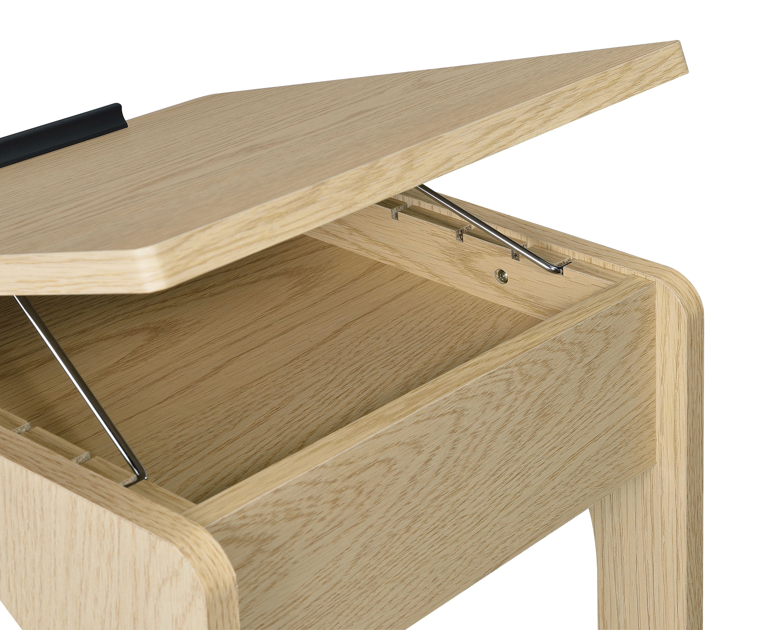 Ralston C-Shaped Lift-Top Sofa Side Table With Casters Light Oak — view 13